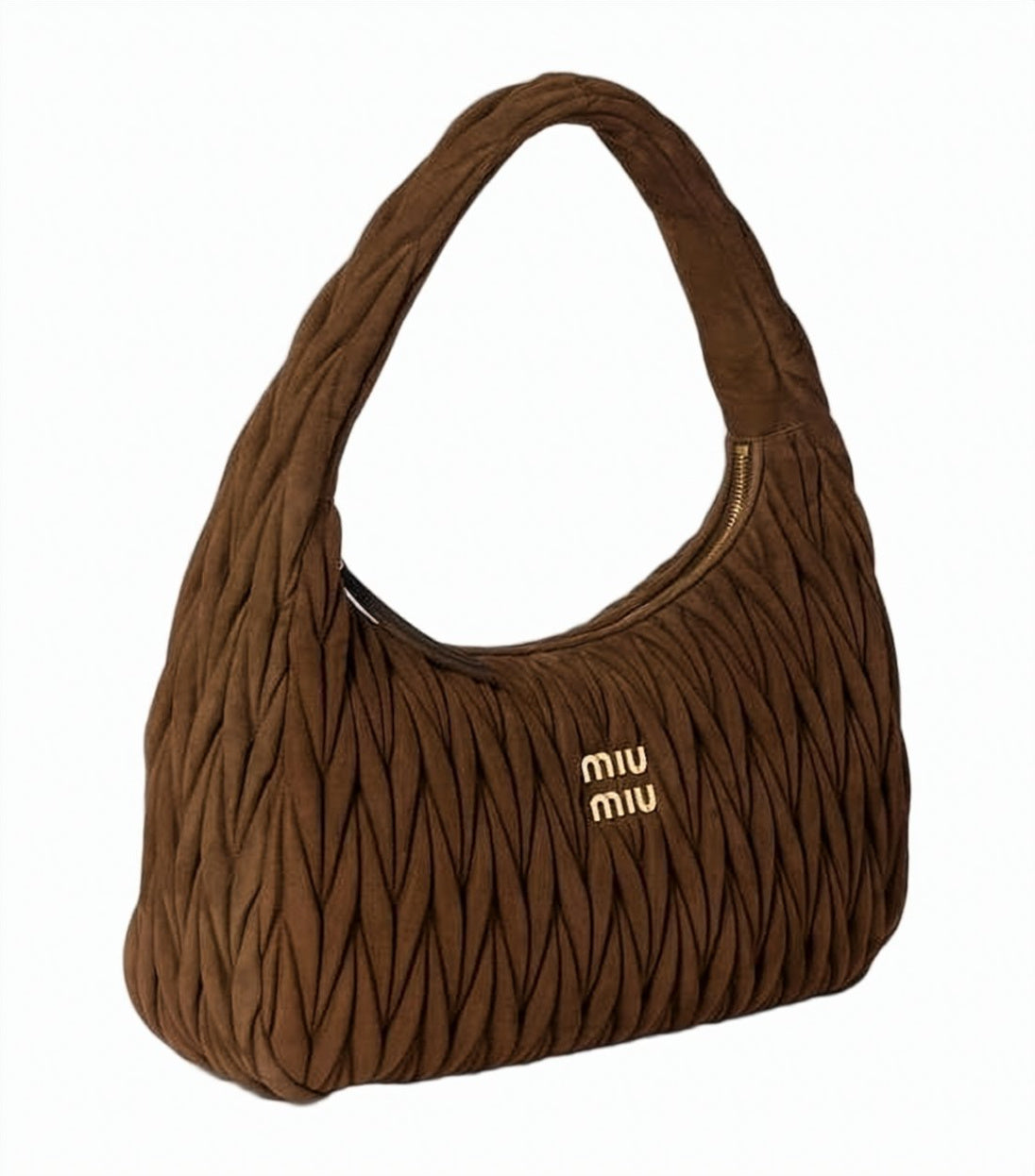Quilted Brown Suede Shoulder Bag