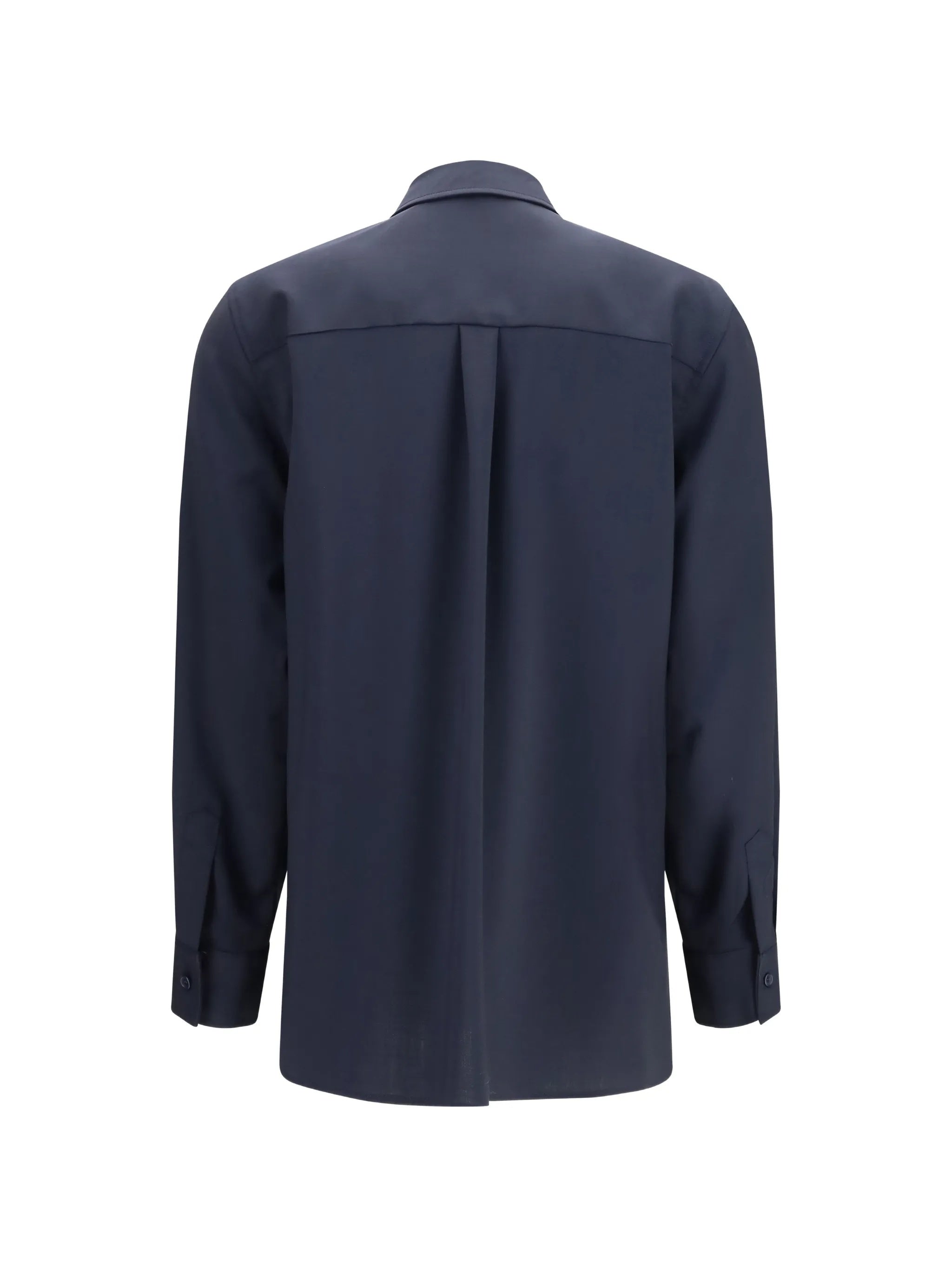 Blue Structured Flap Pocket Cotton Overshirt