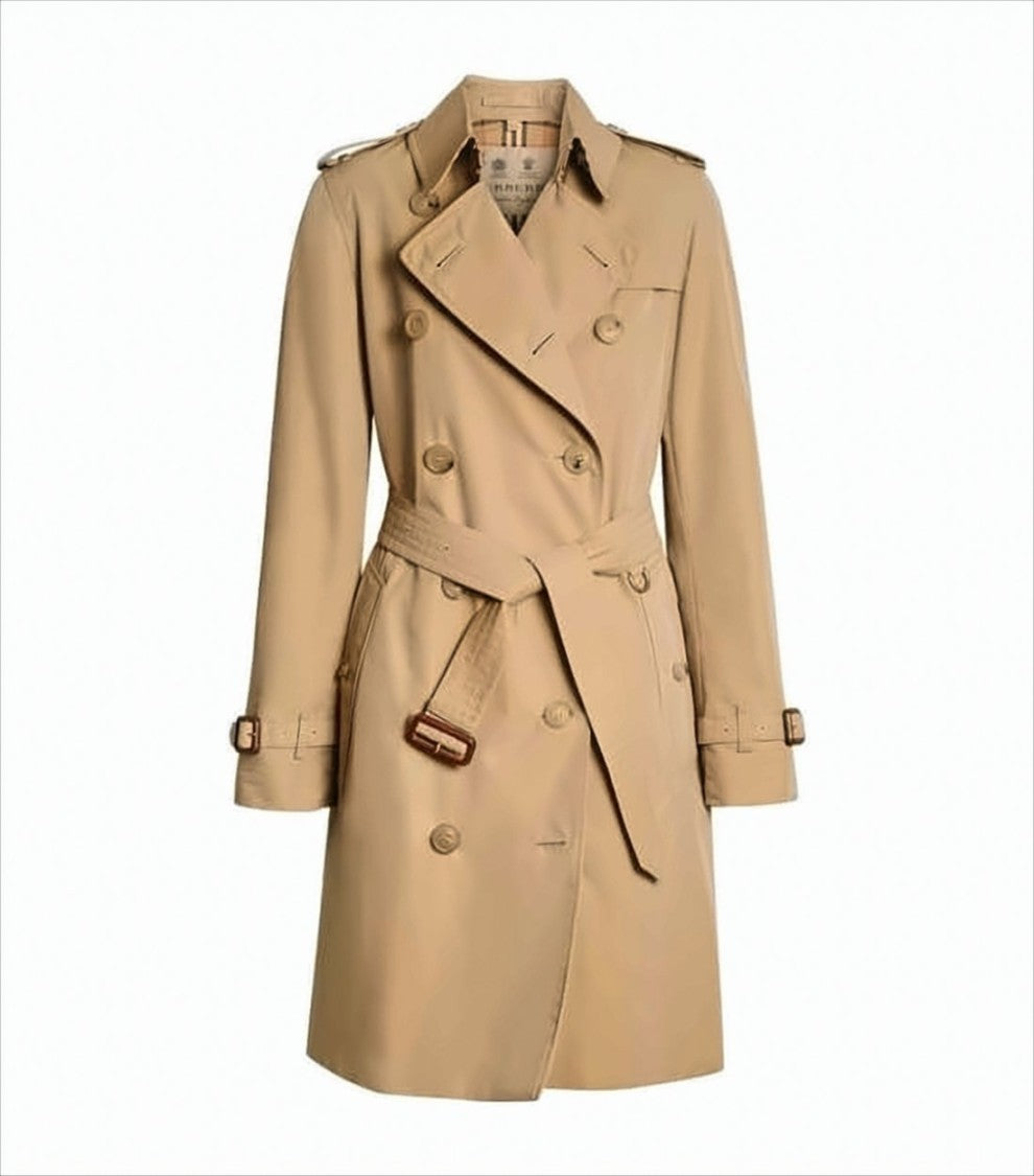 Double-Breasted Trench Coat with Distinctive Check Hood