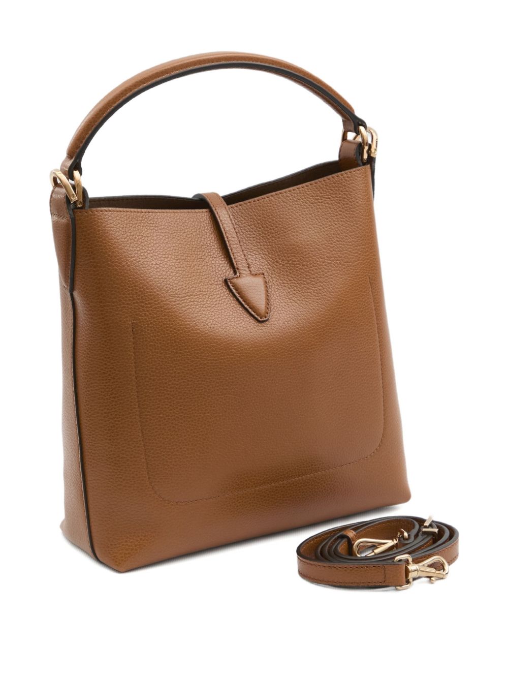 Structured Pebbled Leather Handbag With Metallic Clasp
