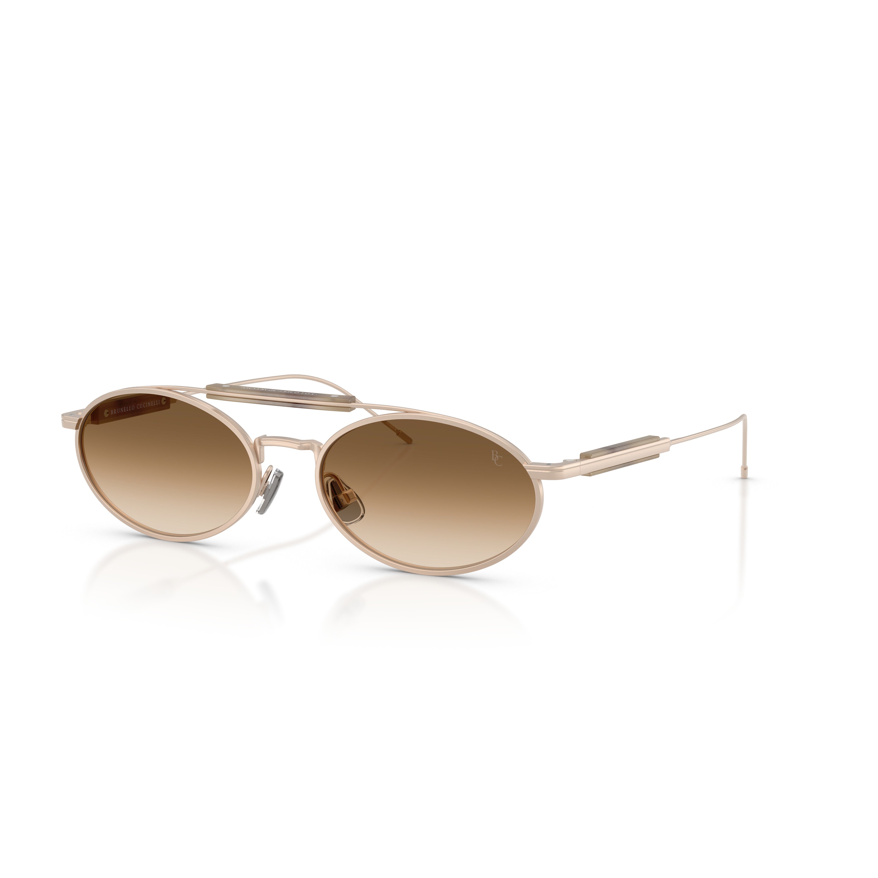 0bc2013st Oval Titanium Sunglasses with Gradient Brown Lenses