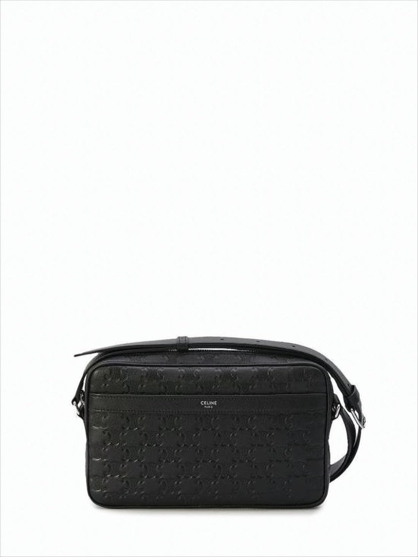 Embossed Calf Leather Crossbody Bag with Adjustable Strap