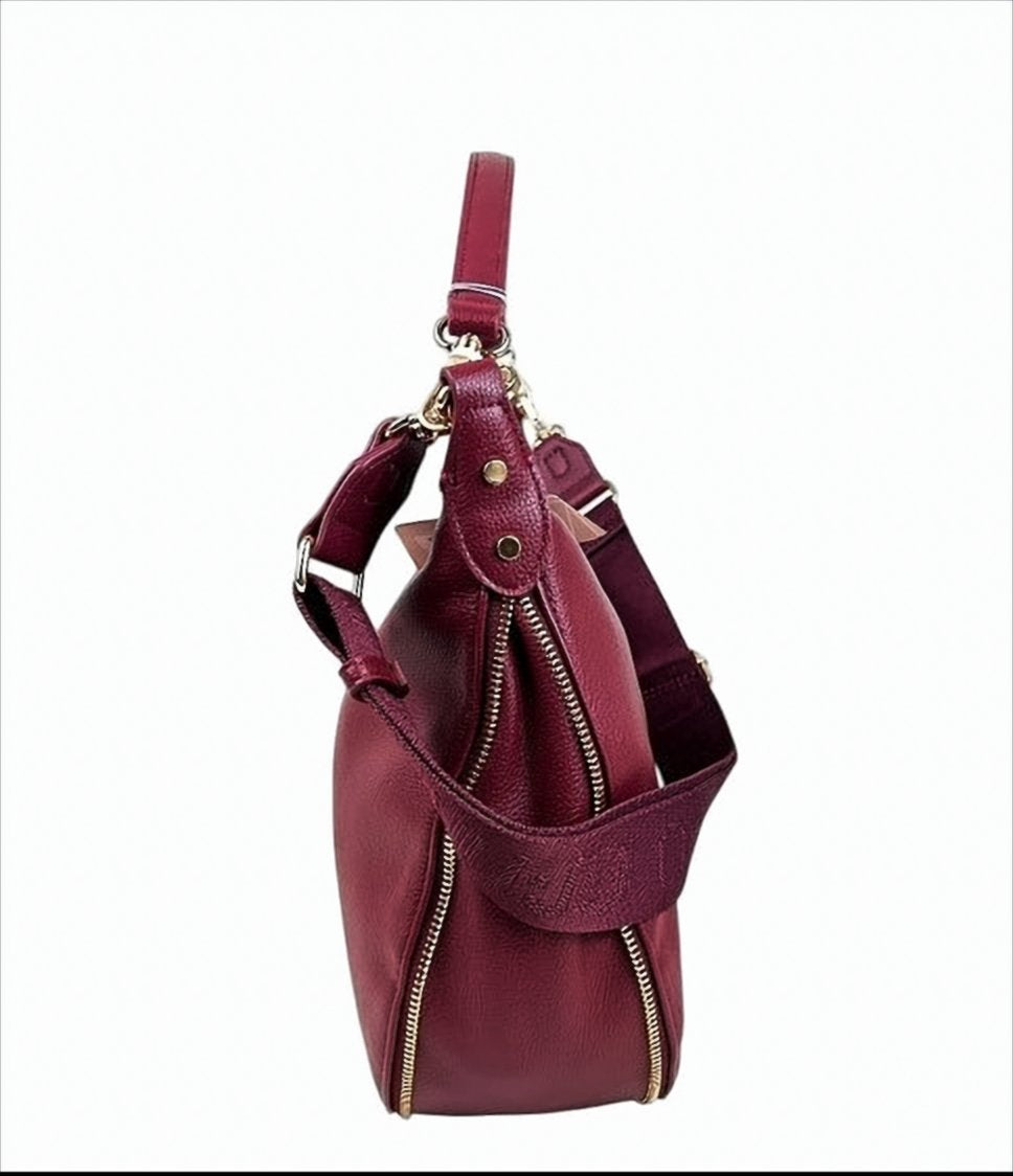 Rounded Deep Red Shoulder Bag