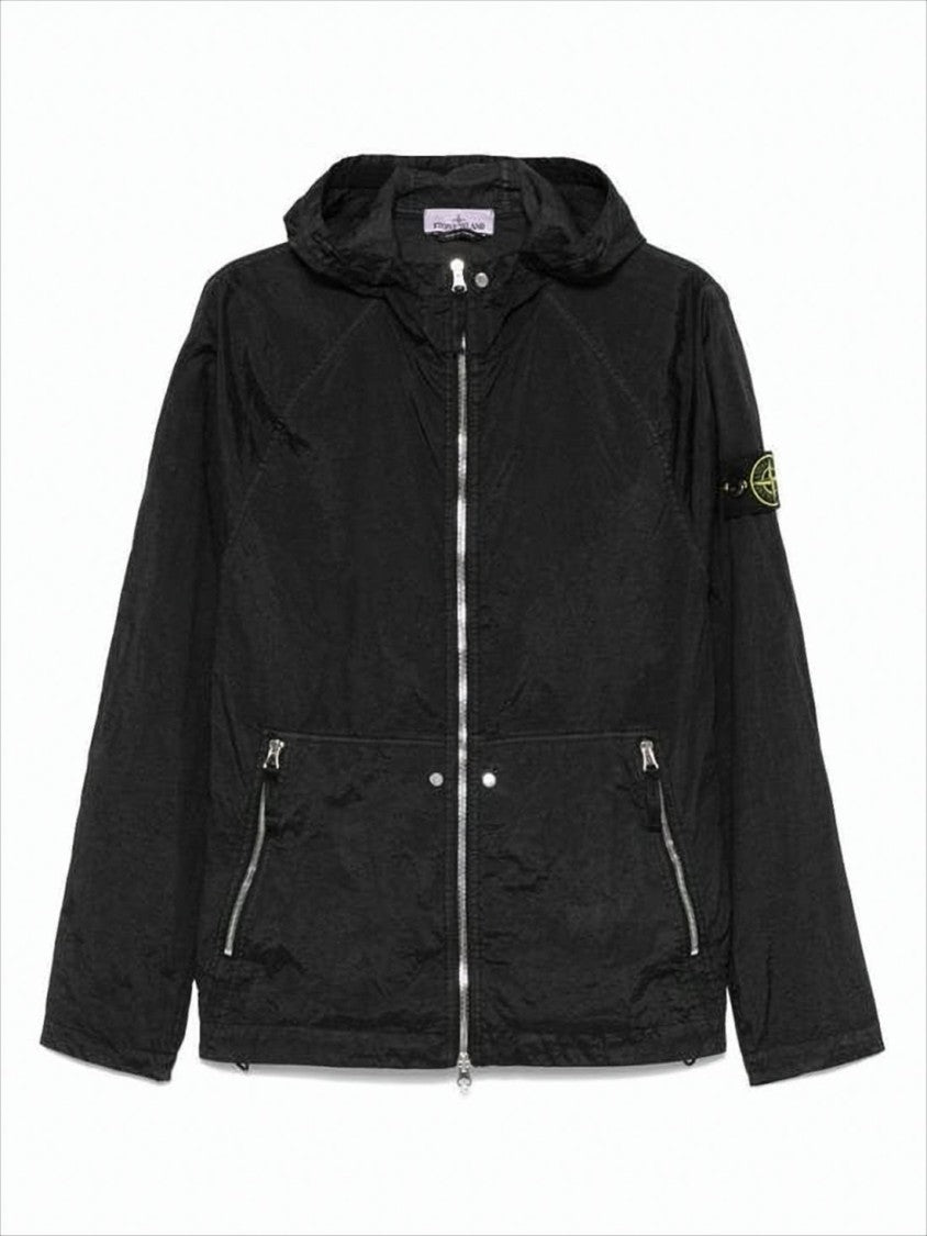 Lightweight Hooded Jacket with Zippered Front and Patch Detail