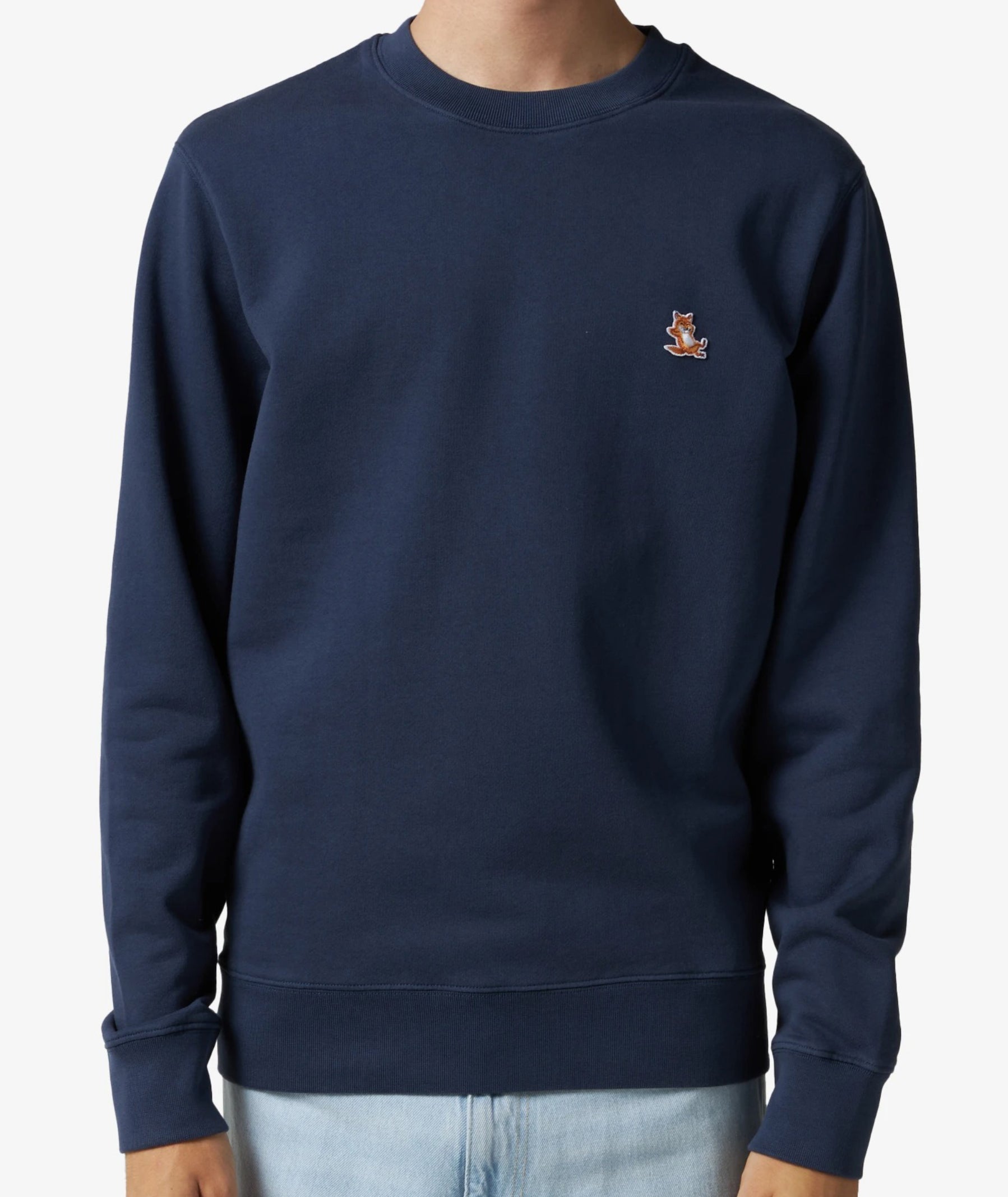 Long-Sleeve Crewneck Sweatshirt With Embroidered Fox Logo