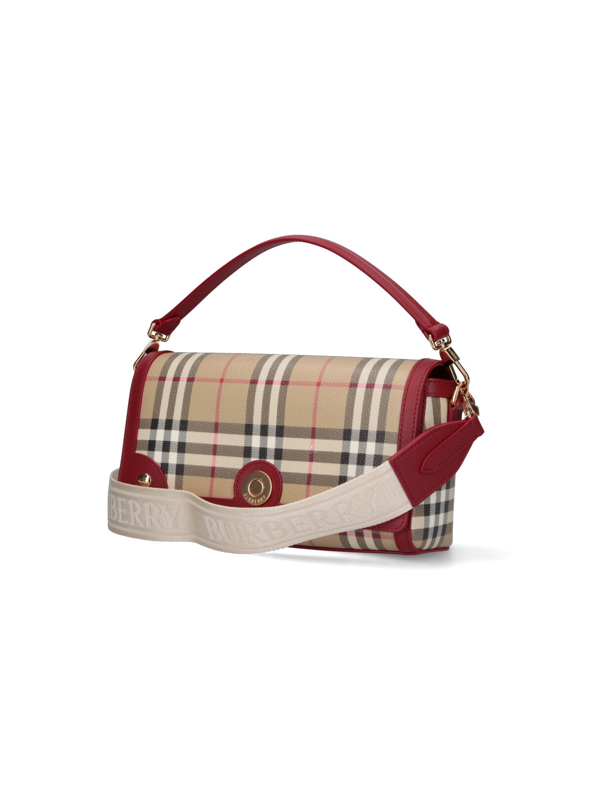 Beige Check Fabric Handbag