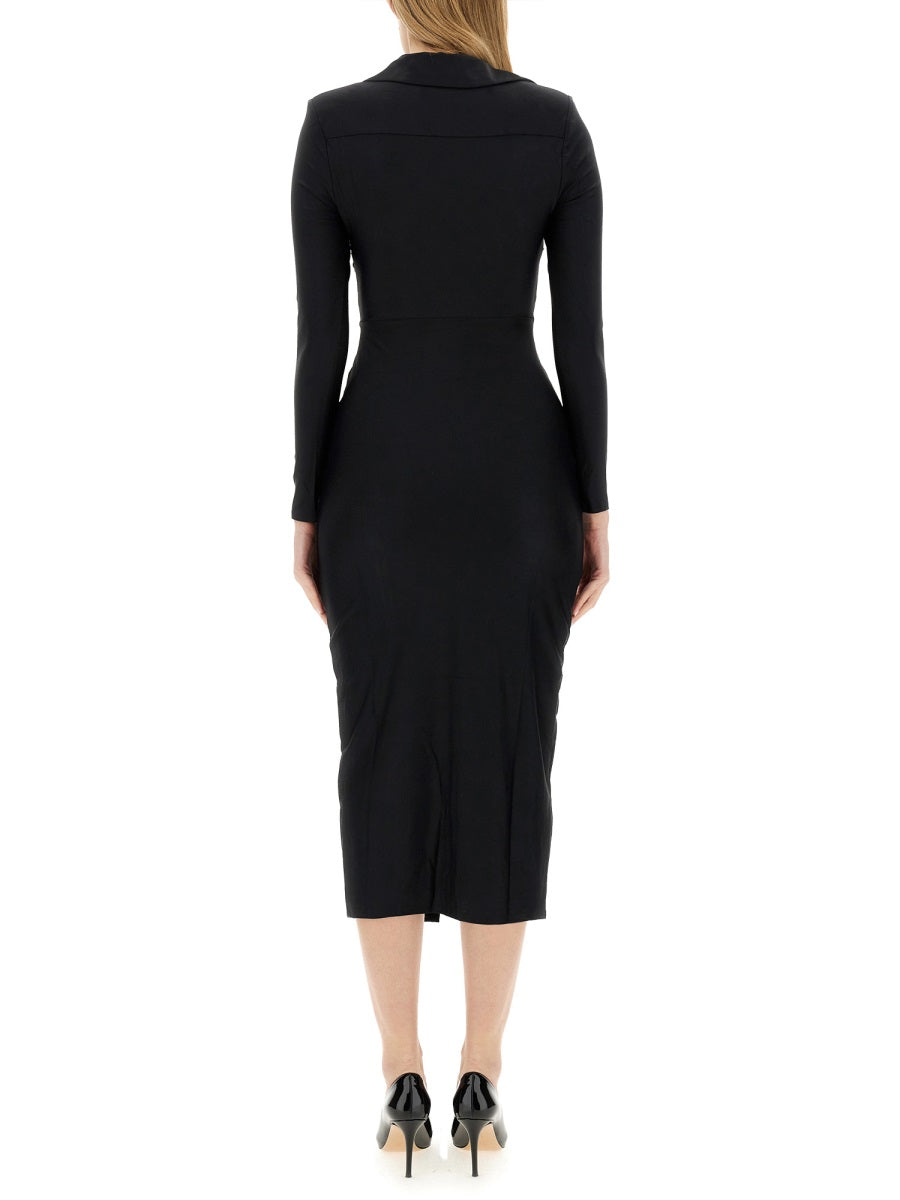 Ruched Black Midi Dress