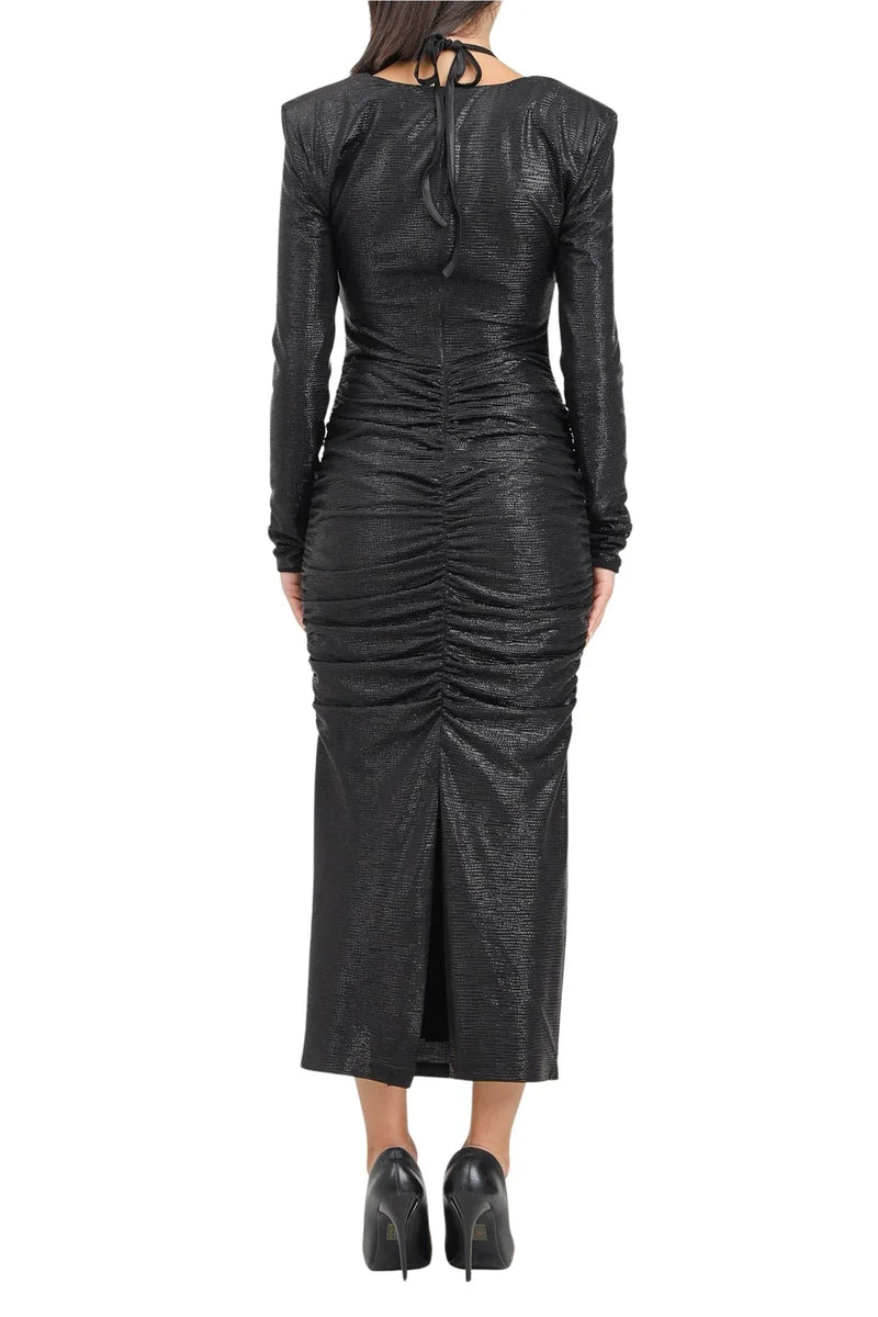 Long Ruched Dress - Black