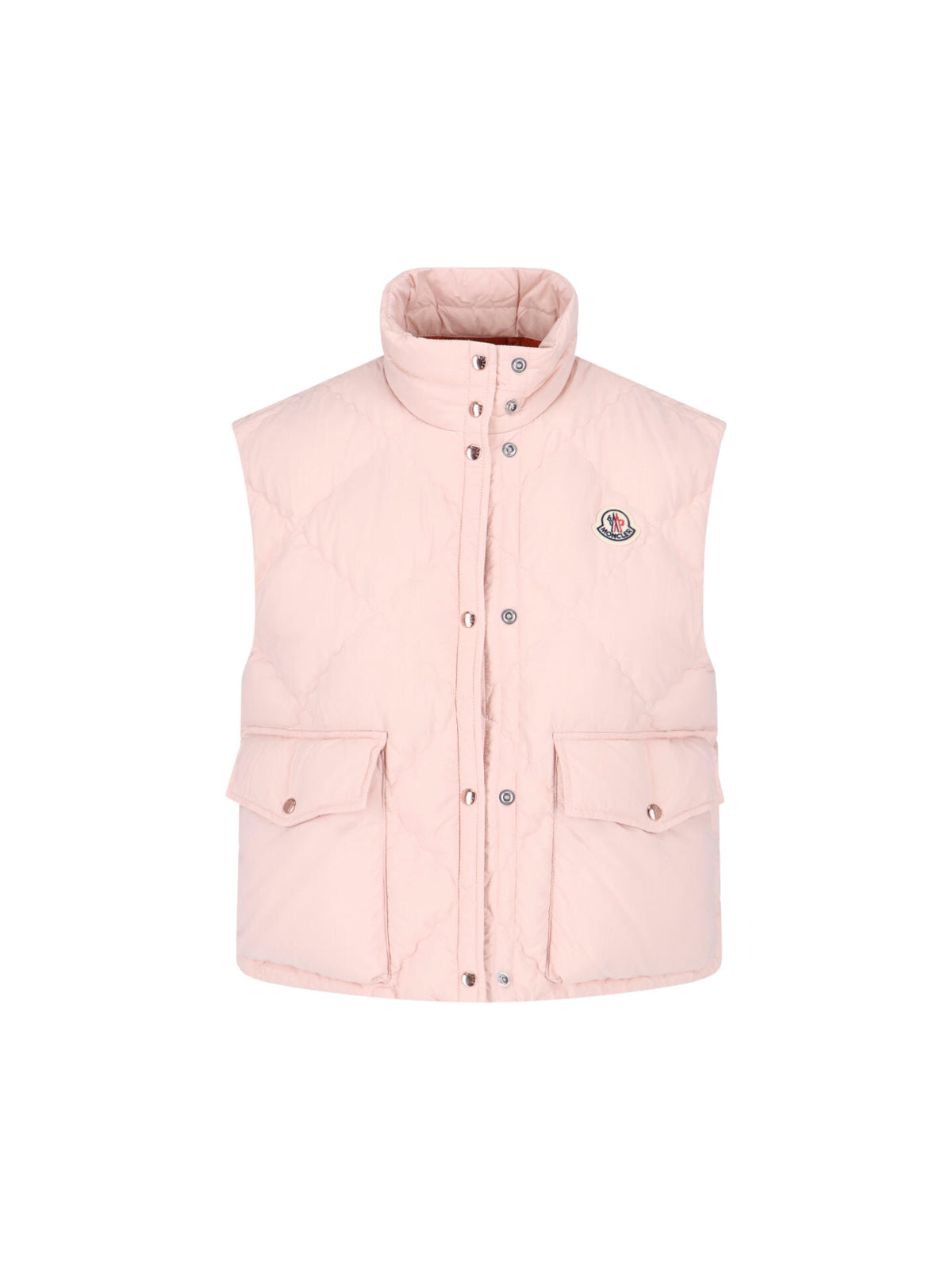 Pink Padded High-Collar Quilted Vest
