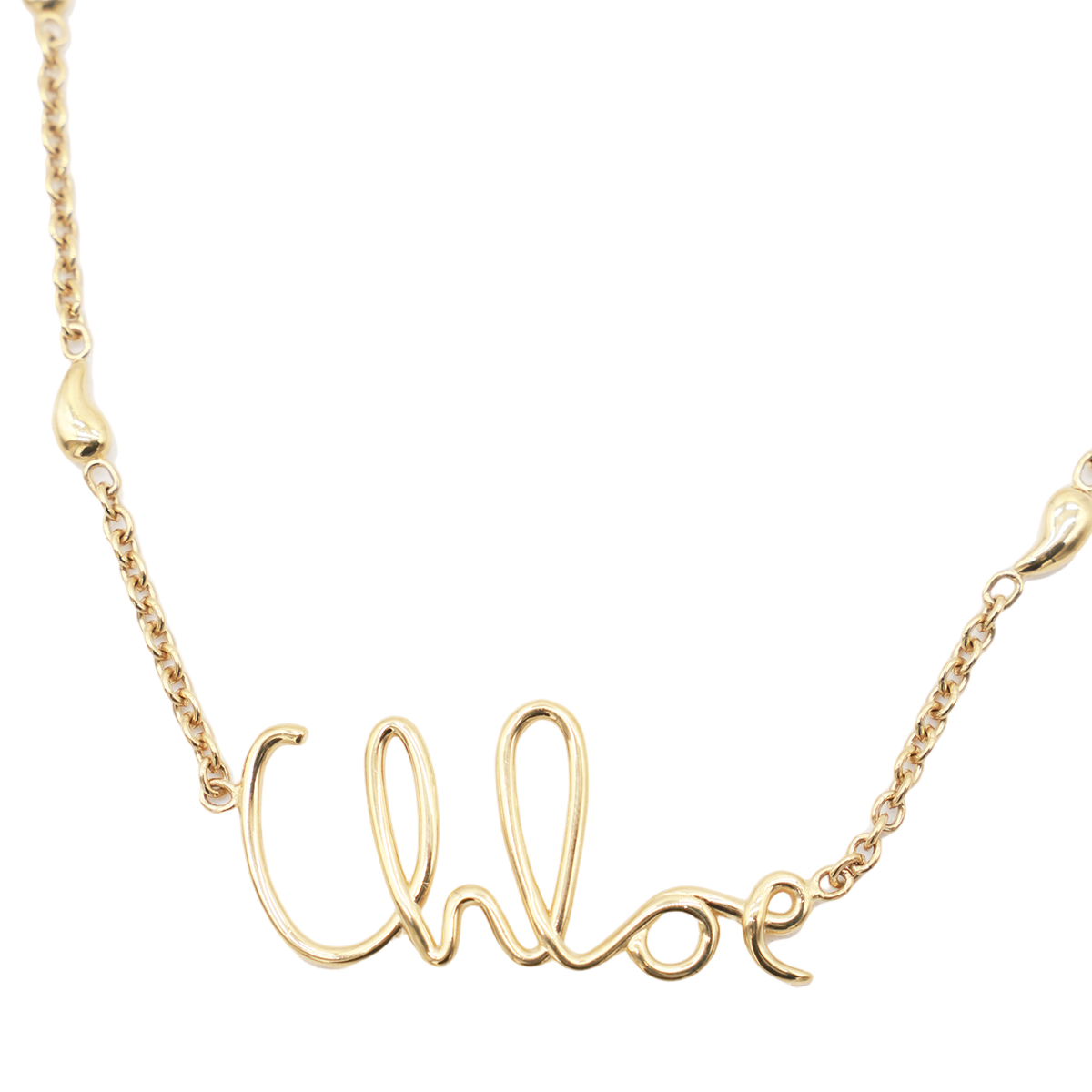 Gold-tone Chain Necklace with Cursive Pendant