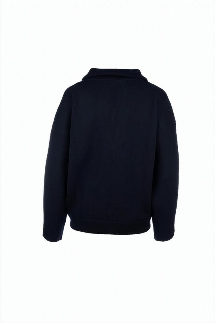 Deep V-Neck Wool Hoodie