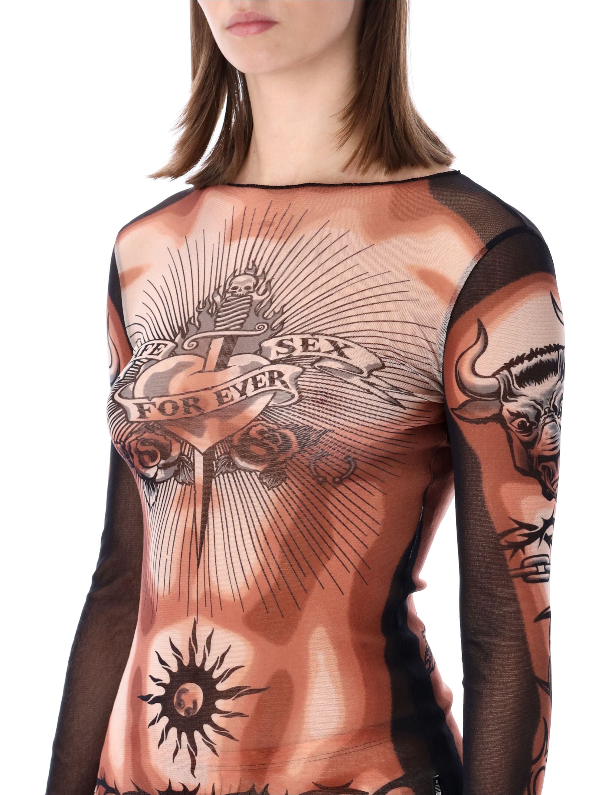 Re-Edition Safe Sex Tattoo Tulle Top