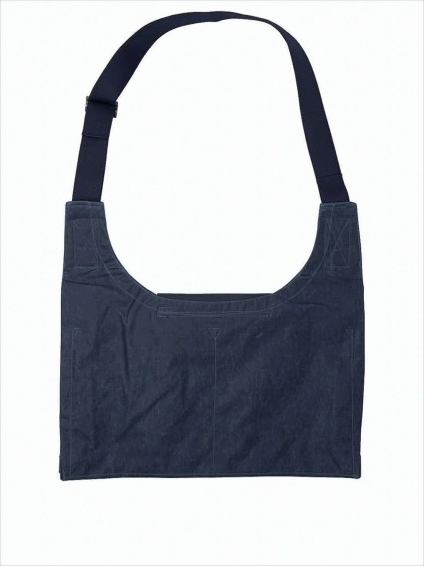 Rectangular Linen Shoulder Bag with Adjustable Strap