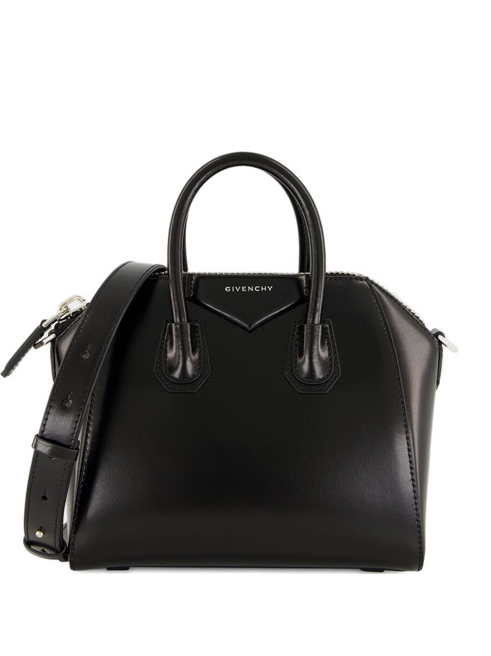 Box-Shaped Calf Leather Handbag With Detachable Shoulder Strap