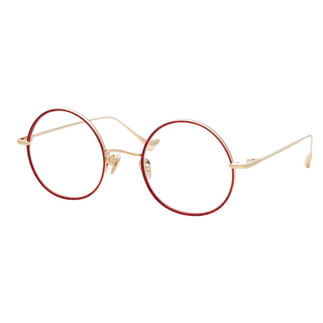 Water Blink Ii Delicate Round Metal Frame Sunglasses with Red Accent