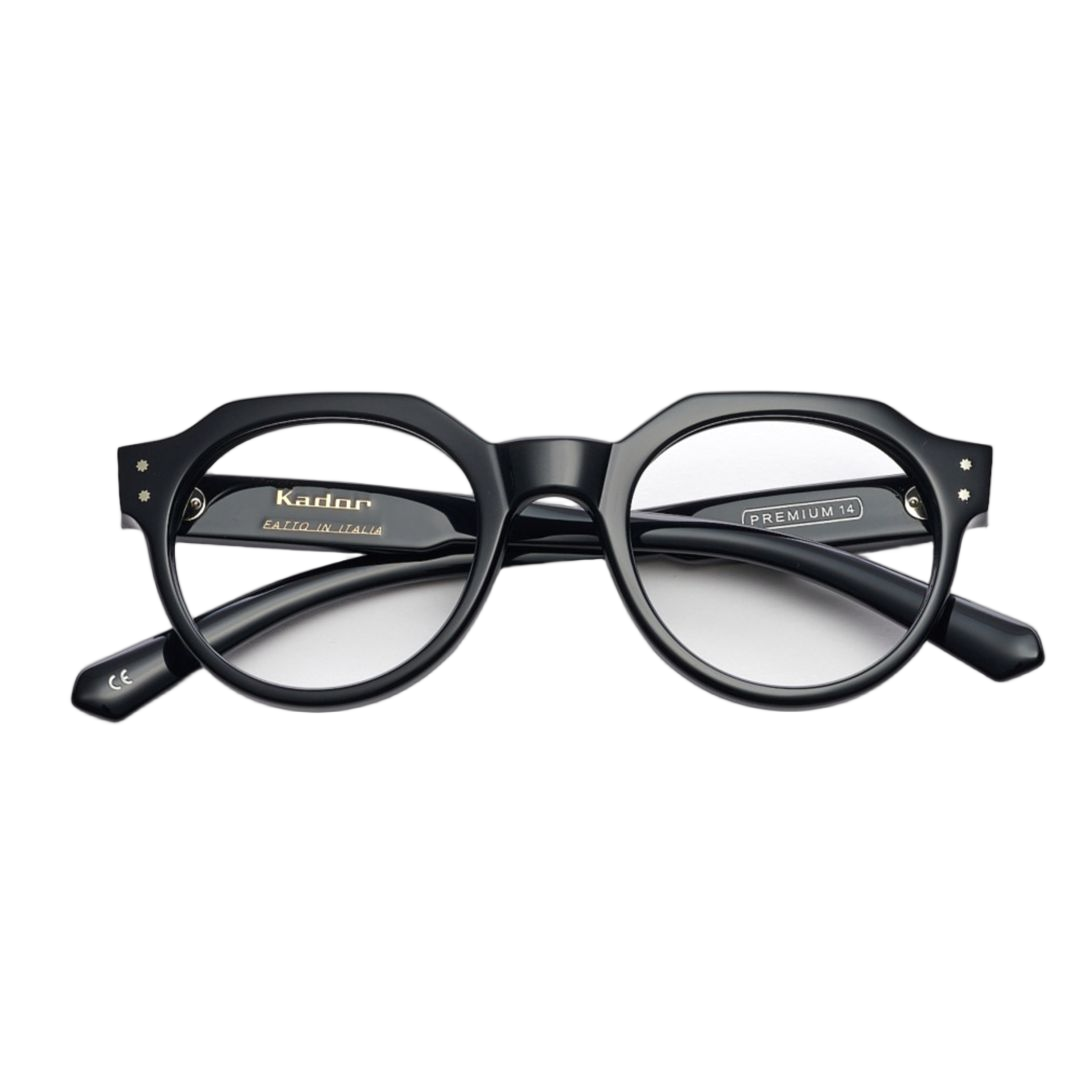 Premium 14 Bold Round Frame Sunglasses with Angular Bridge