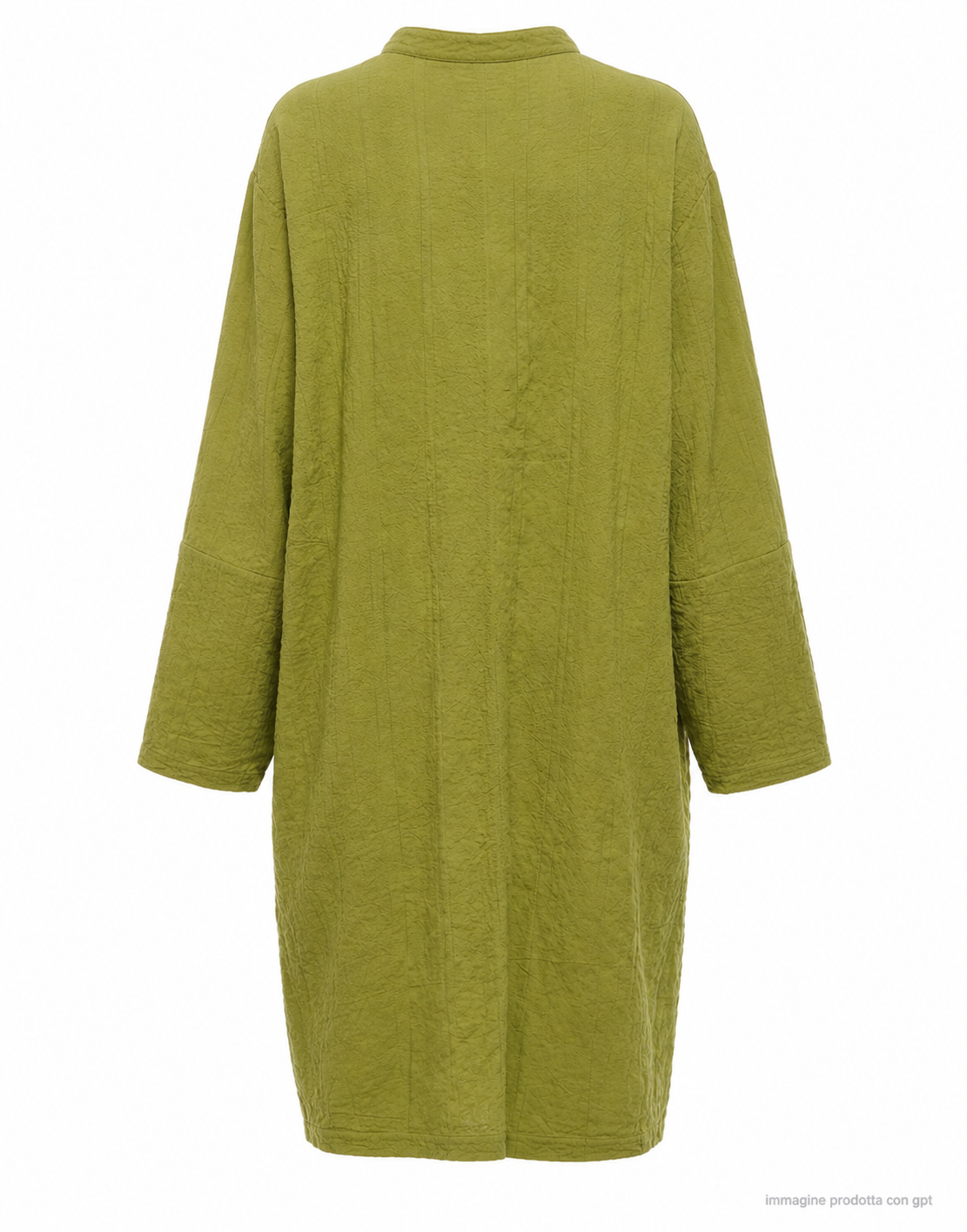 Olive Long Button-Front Dress with Fluid Silhouette