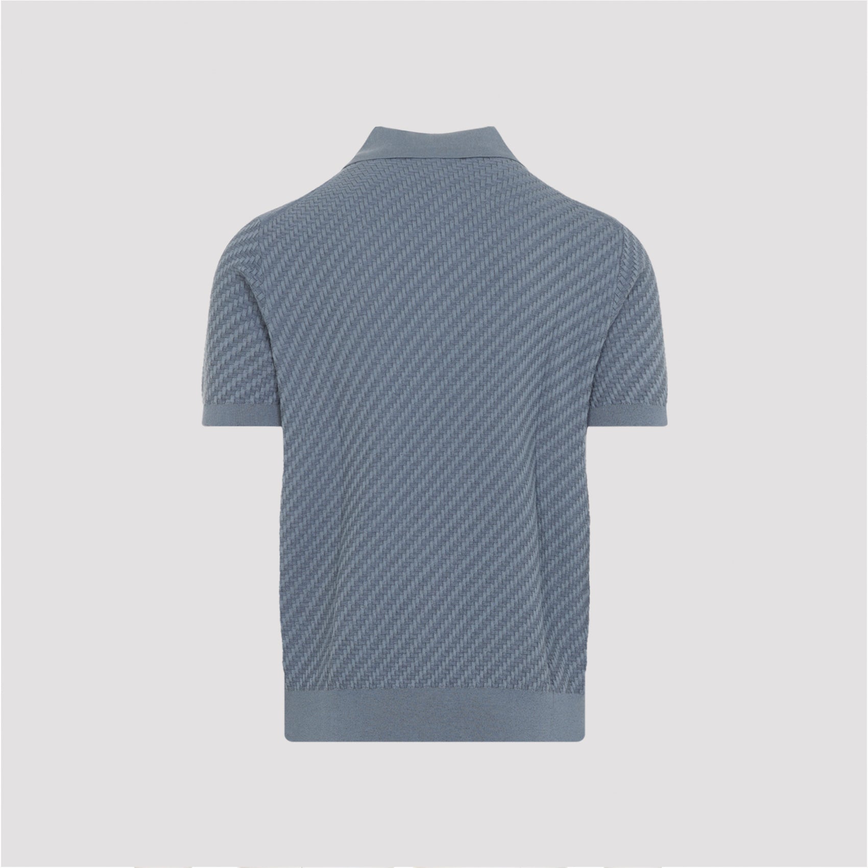 Blue Cotton Blend Polo Shirt