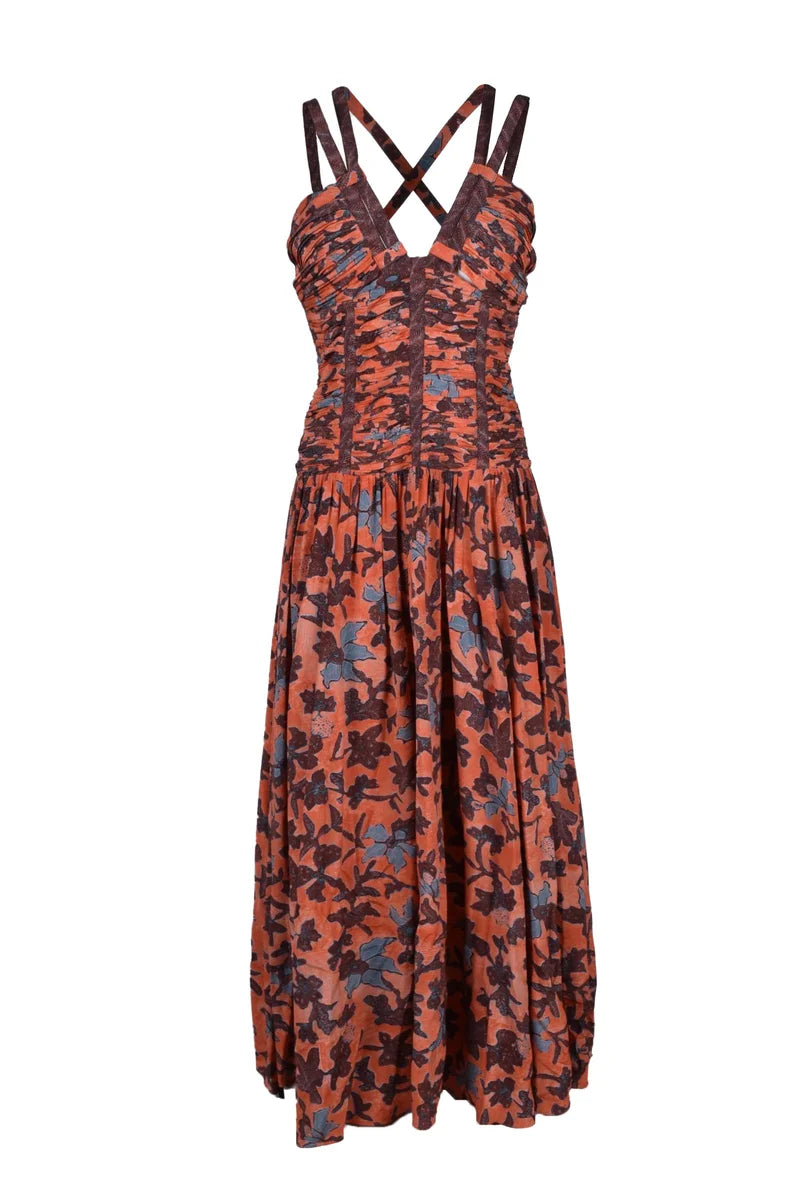 Brown/Orange Silk Dress's
