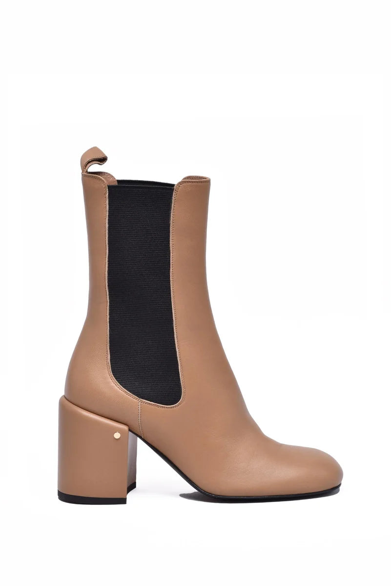 Beige Leather Ankle Boots