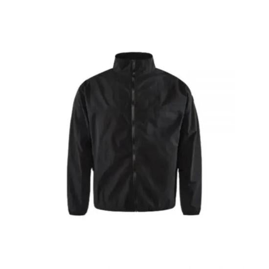 High-Collar Black Recycled Polyamide Jacket