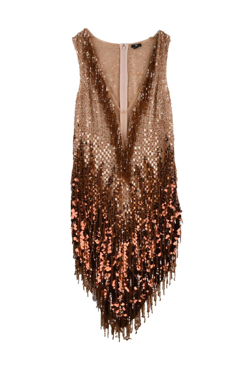 Charleston Sequin Dress - Brown