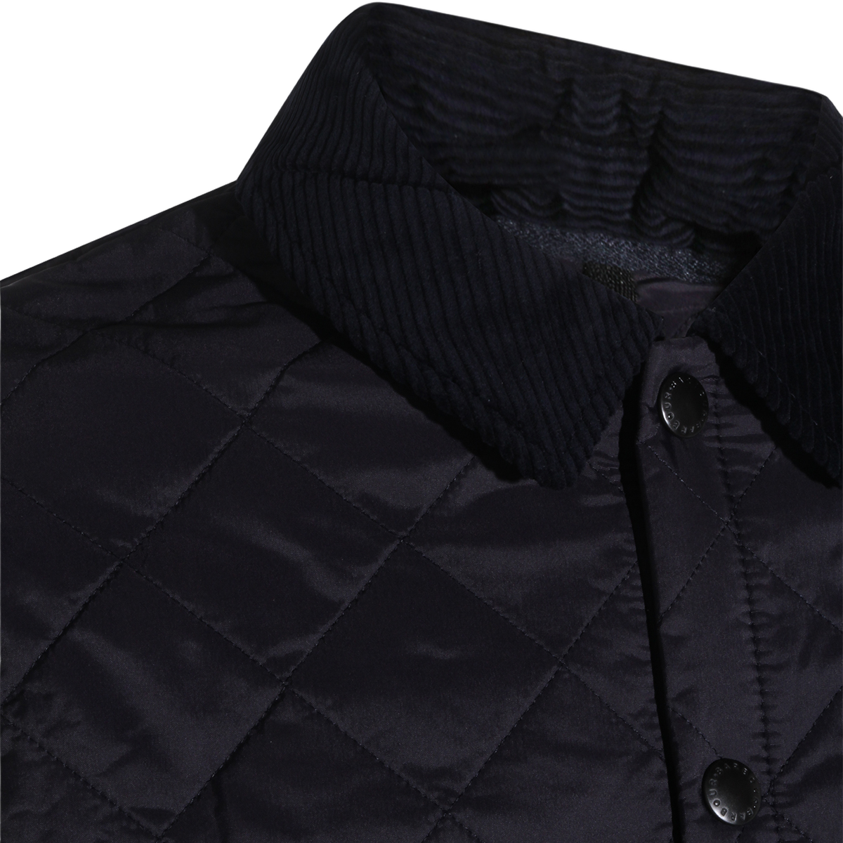 Quilted Blue Jacket with Corduroy Collar