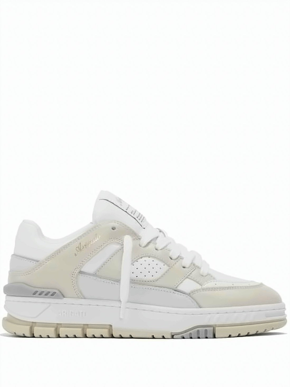 Layered White Leather and Recycled Polyester Sneakers