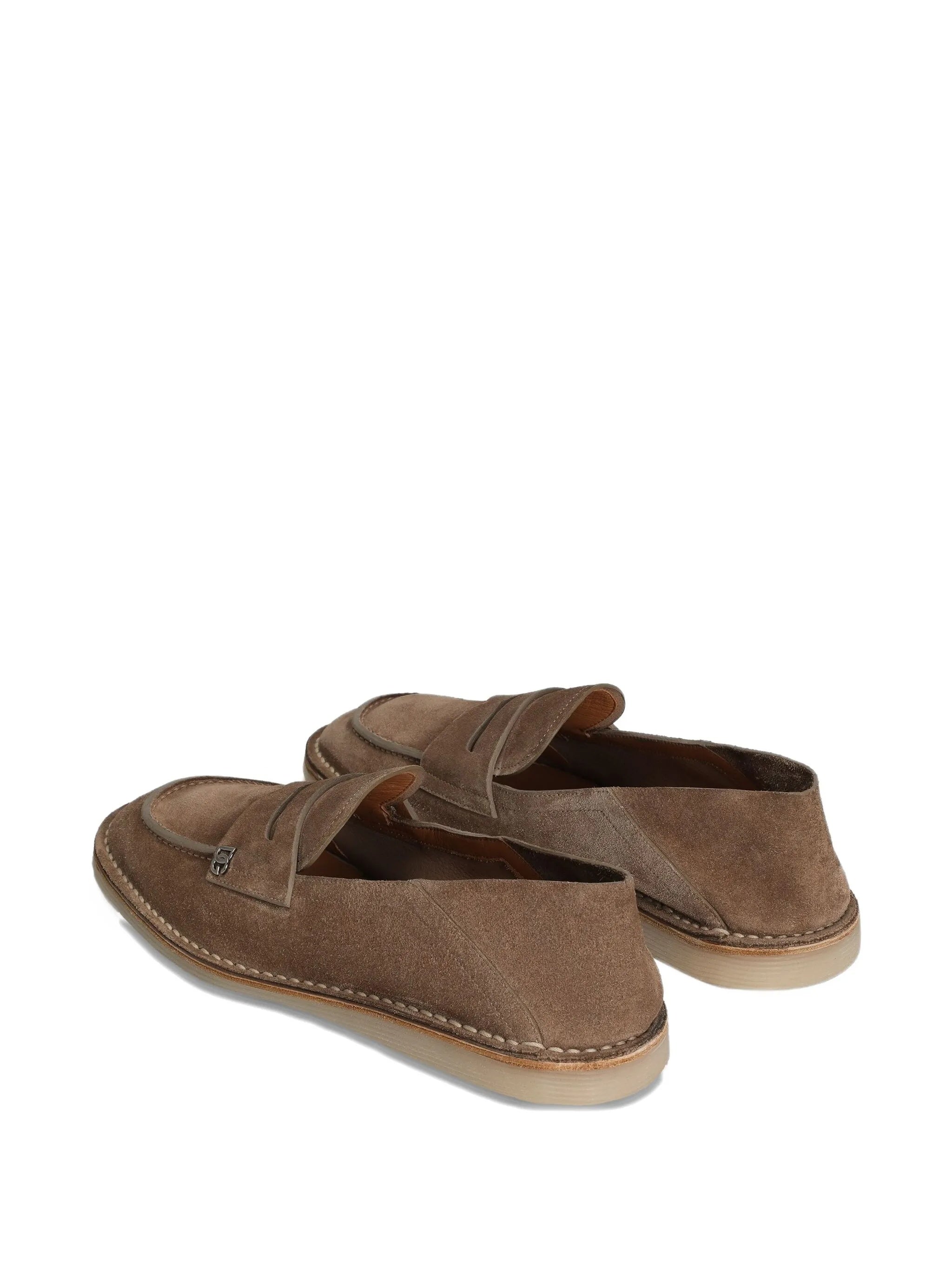 Brown Croba Suede Penny Strap Loafers