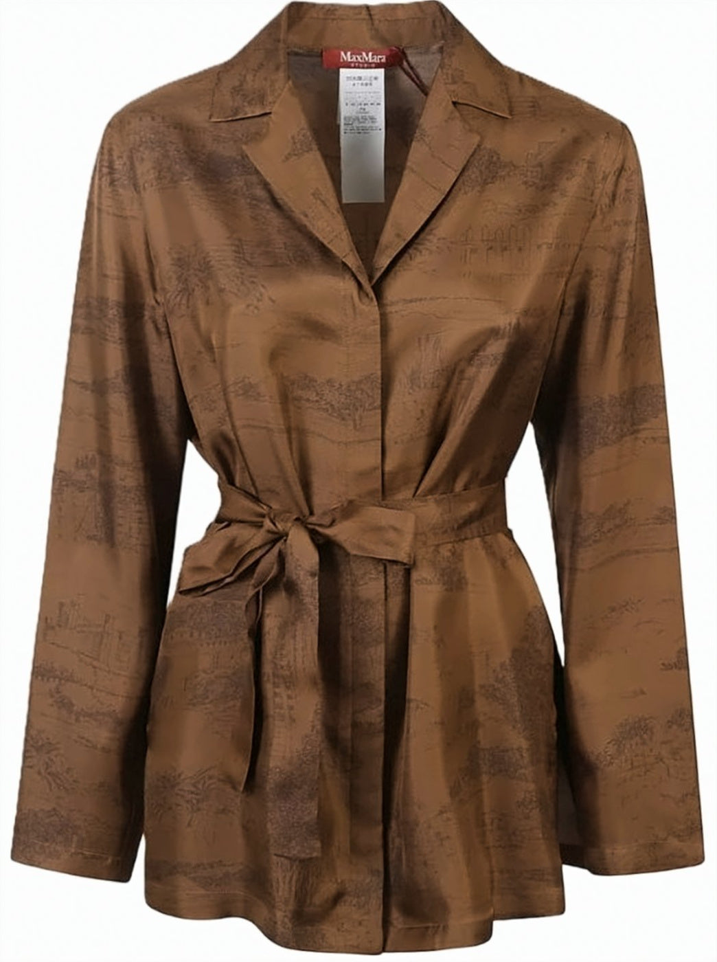 Printed Belted Long Sleeve Jacket