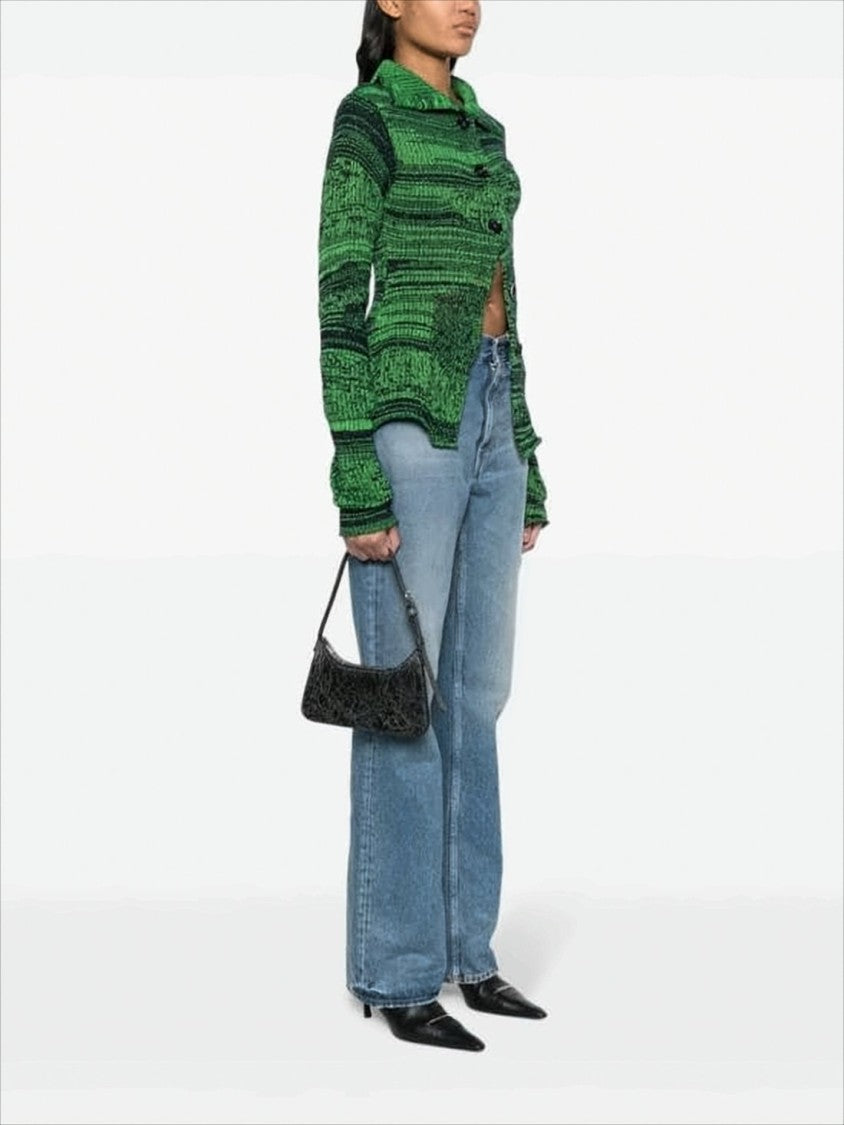 Textured Leather Shoulder Bag With Cracked Effect