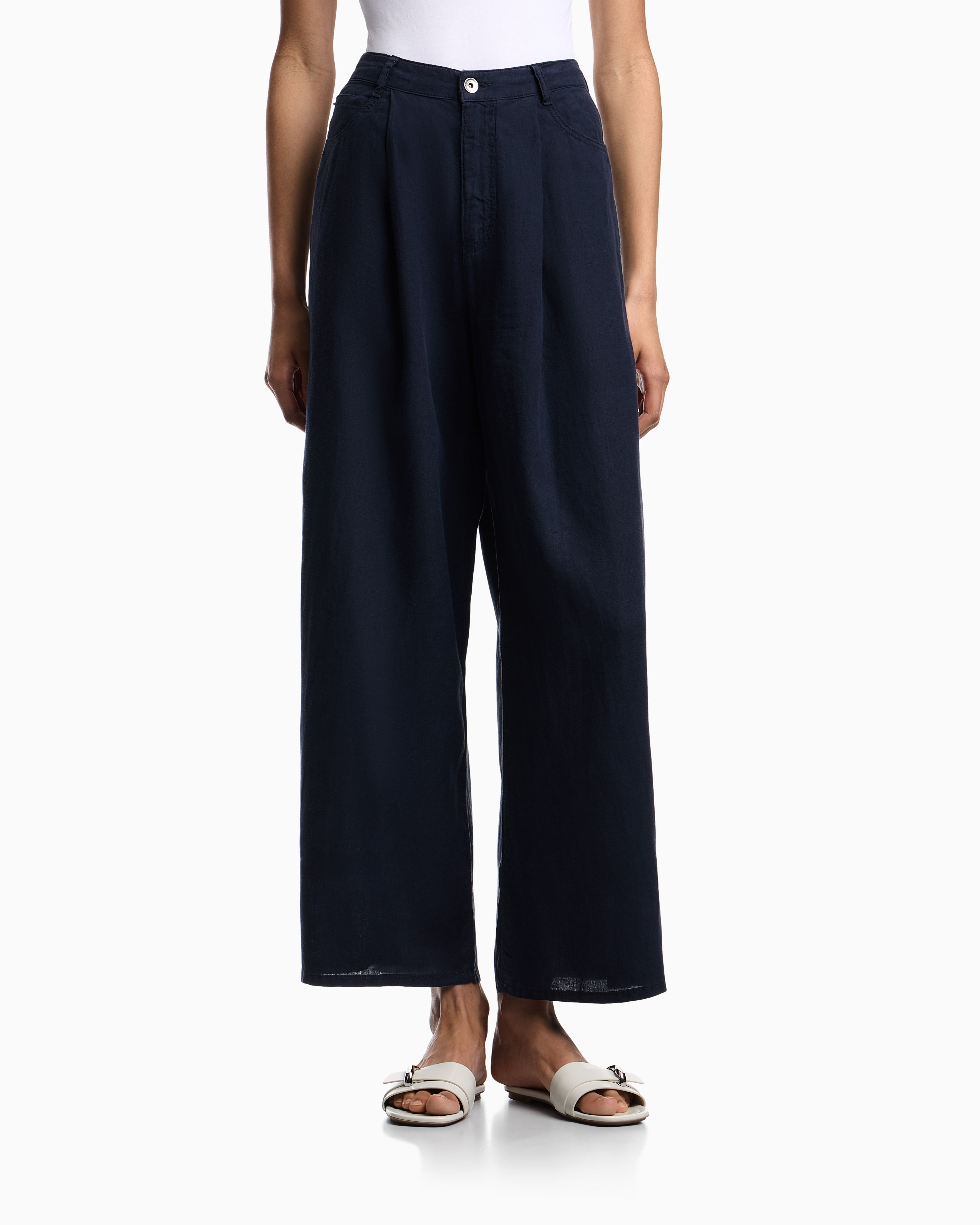 J4e Relaxed Fit Linen Five Trousers