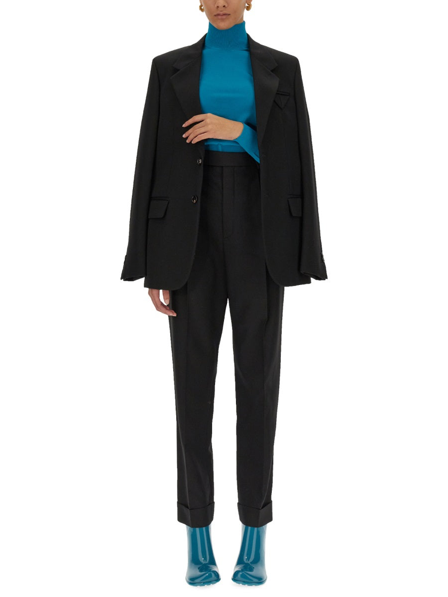 Reversible Single-Breasted Wool Jacket with Distinctive Closure