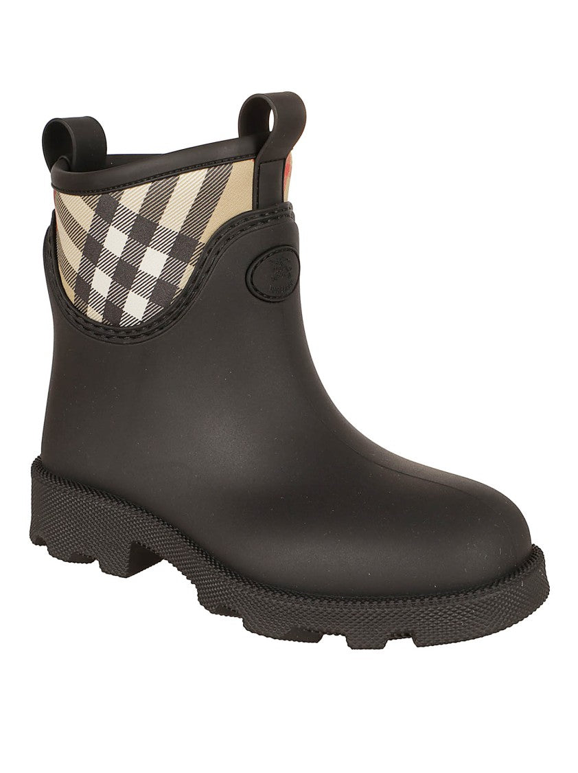Black Ankle Boots With Tartan Cuff
