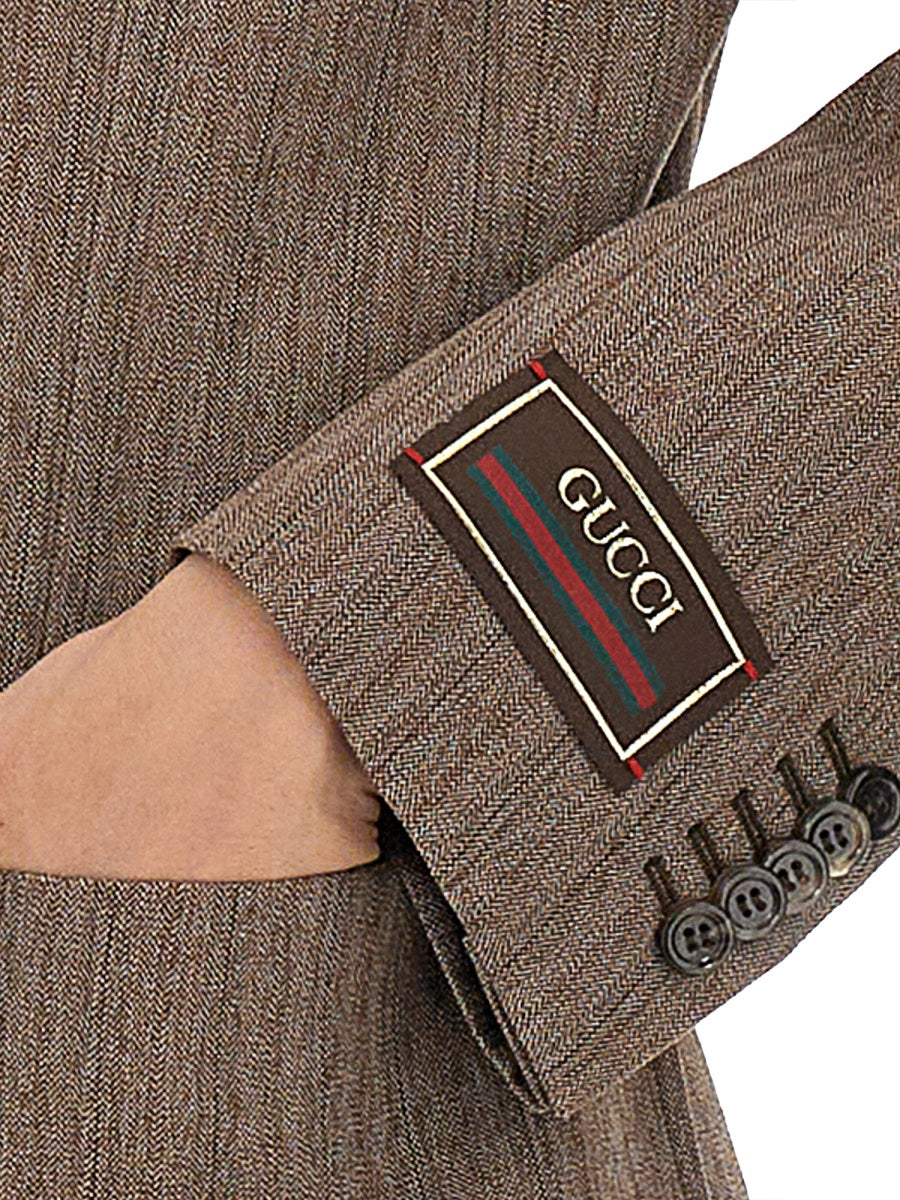 Classic Herringbone Patterned Wool Jacket