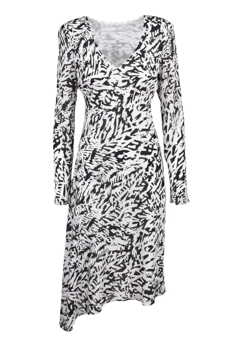 Long Flared Dress - White/Black