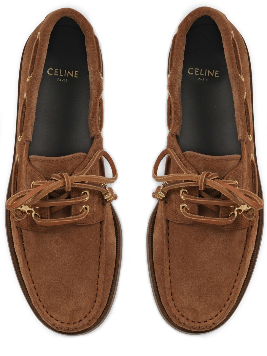 Brown Calf Leather Moccasin Shoes With Decorative Lace