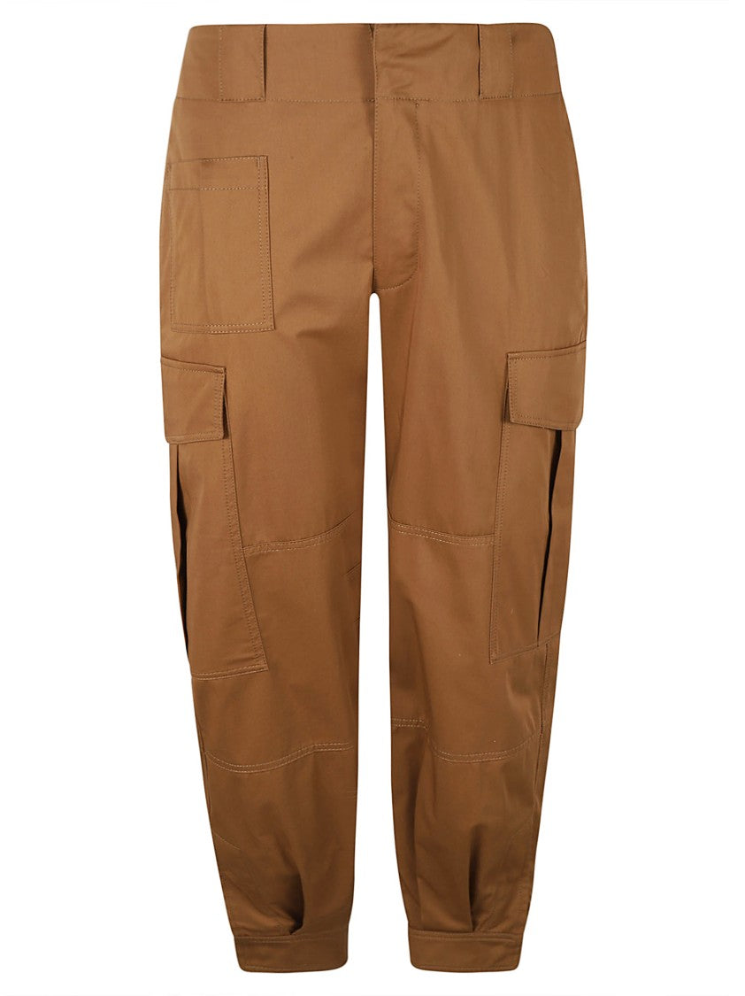 Relaxed Fit Brown Trousers With Cargo Pockets