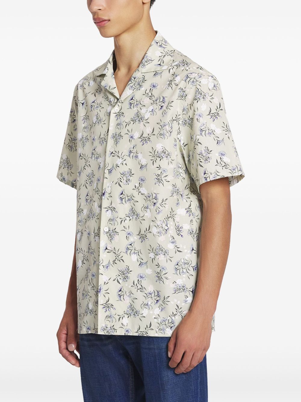 Short-Sleeved Shirt with All-Over Floral Print
