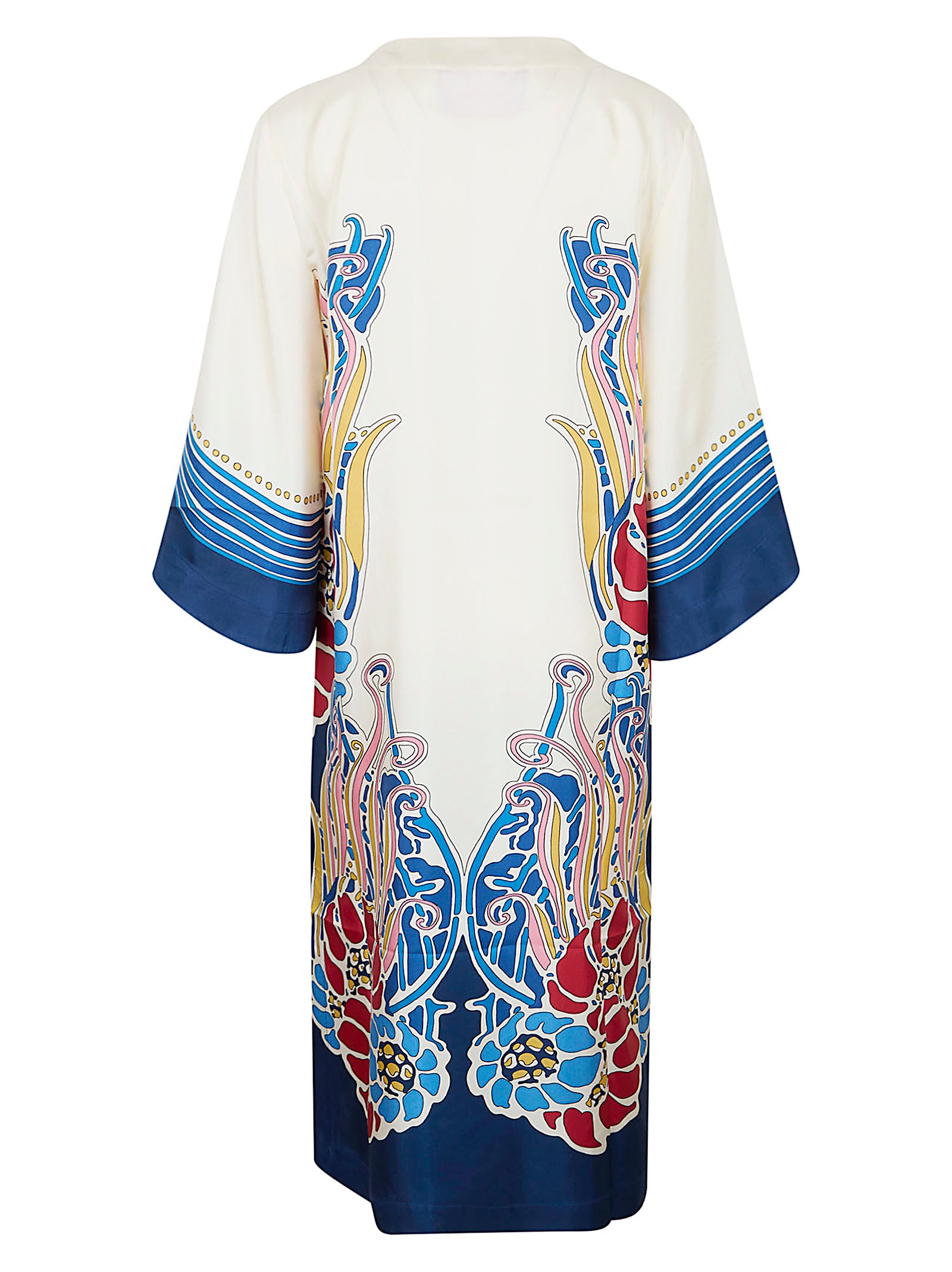 Silk Twill Kaftan With Unique Lemuria Motif