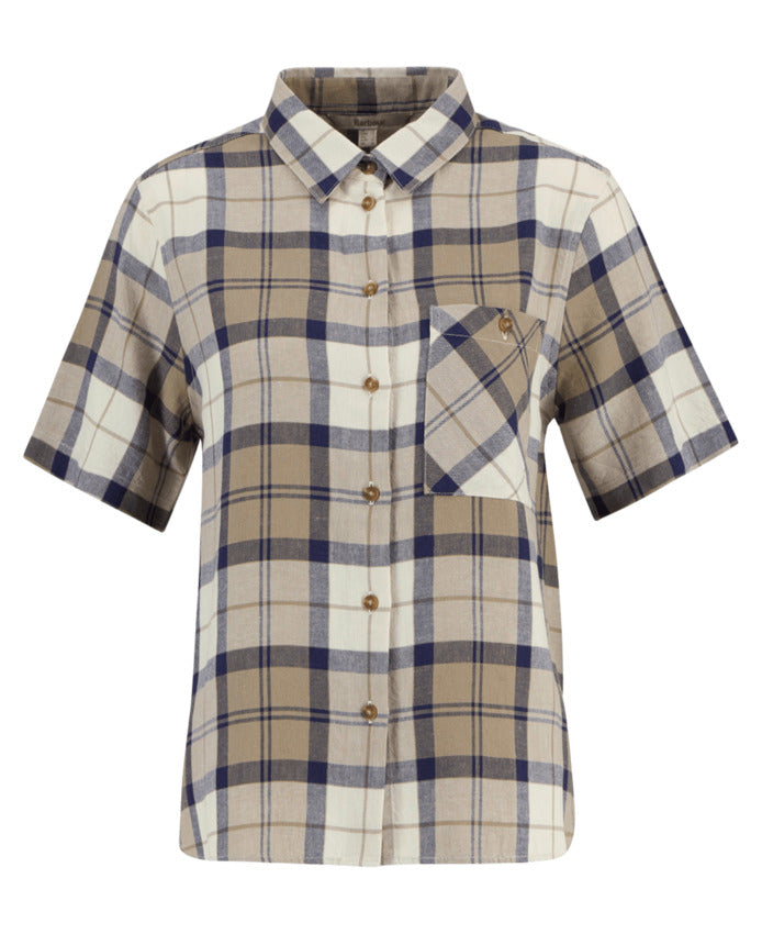 Navy Tartan Cotton Shirt Dress