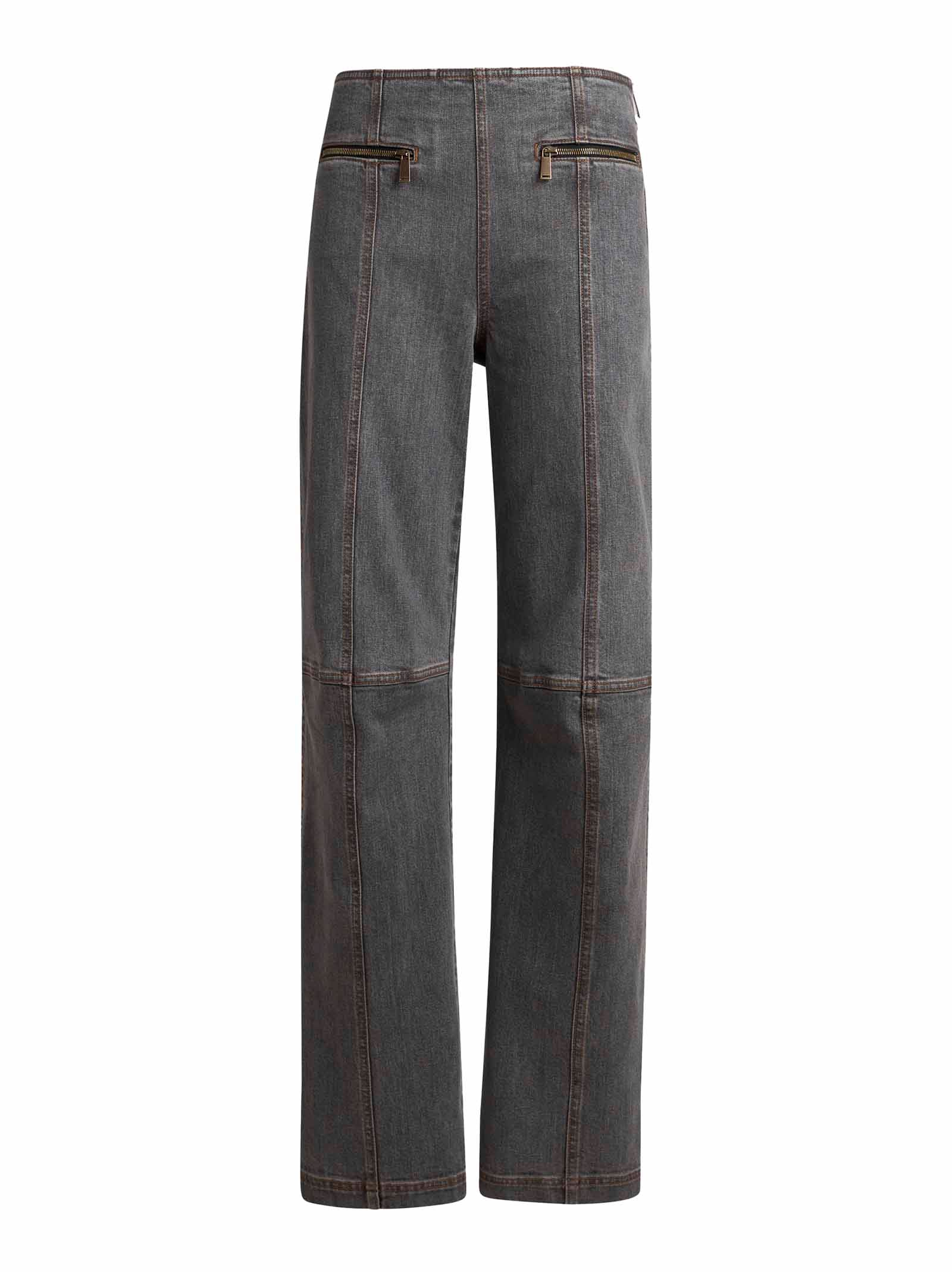Straight-Leg Grey Stretch Jeans With Pegaso Embroidery