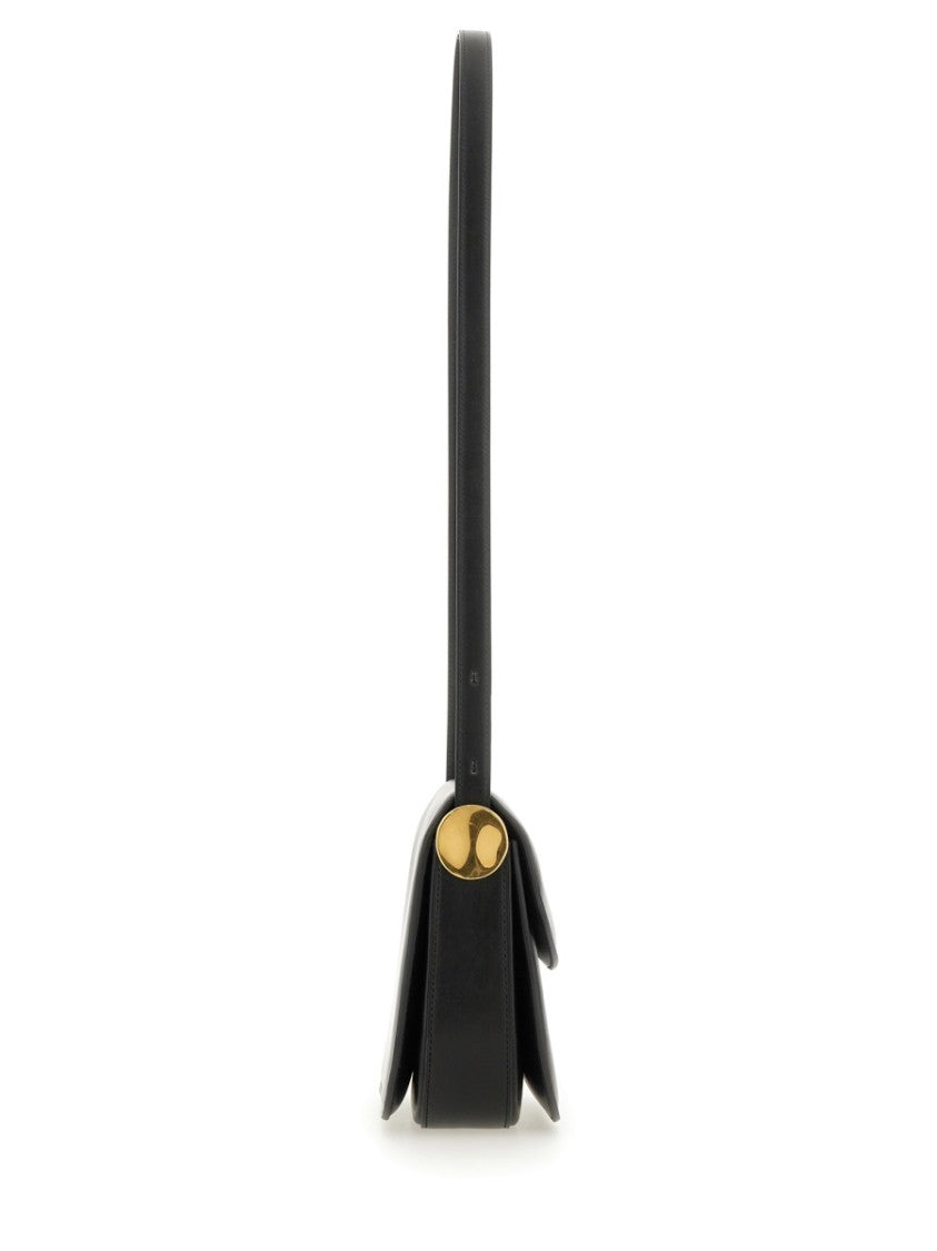 Leather Coin Shoulder Bag With Gold-Tone Clasp