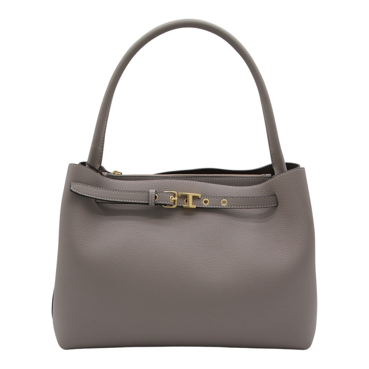 Structured Handbag with Gold-tone Buckle
