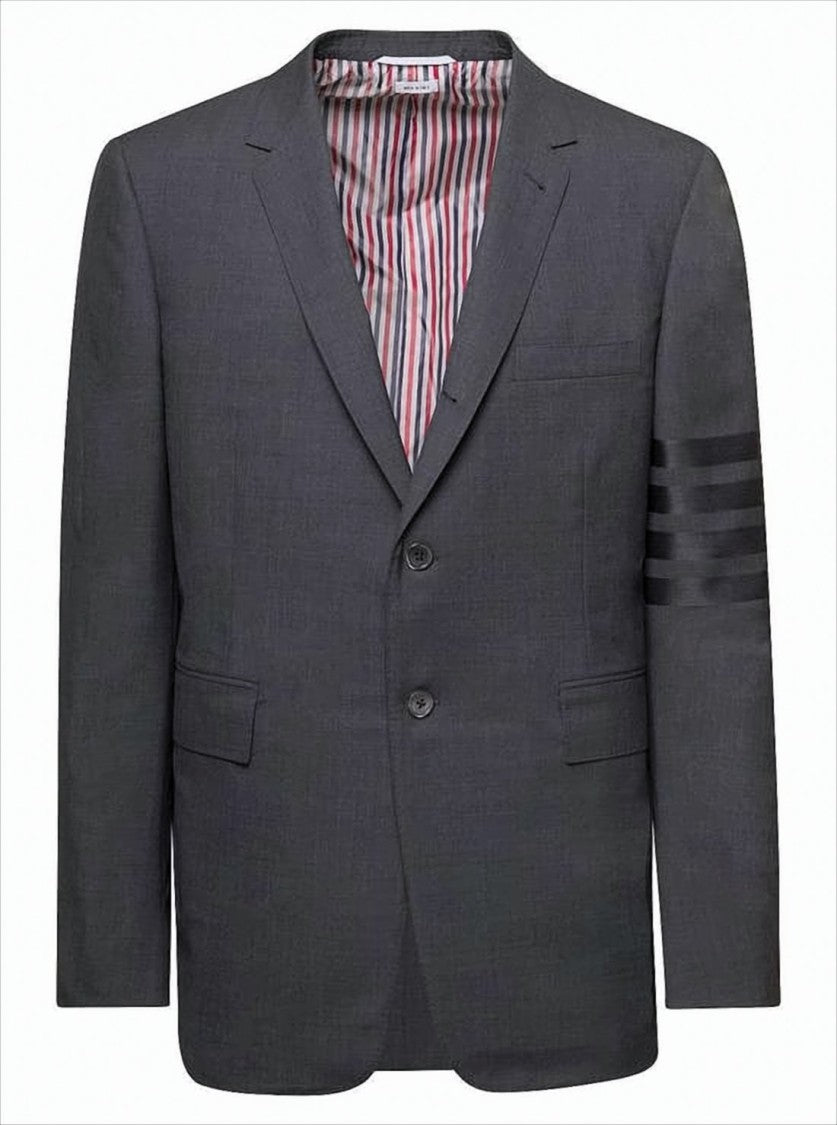 Tailored Grey Wool Suit Jacket with Classic Notch Lapels