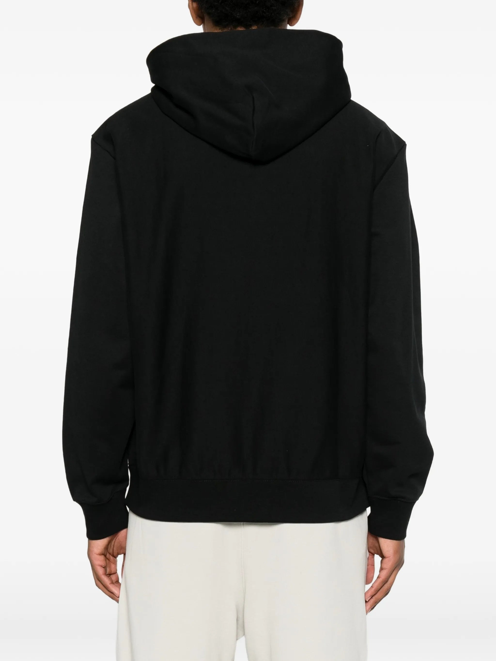 Minimalist Black Hoodie with Full Front Zipper and Subtle Logo