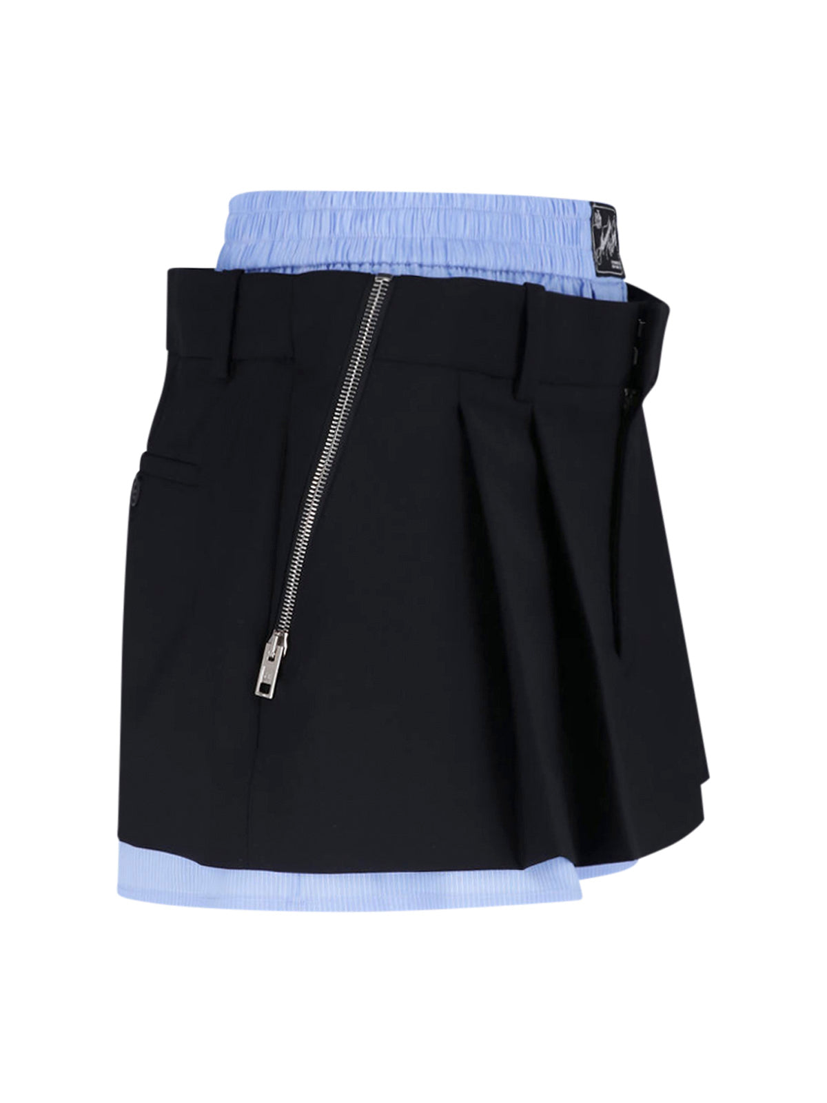 Light Blue Pleated Front Zipper Shorts