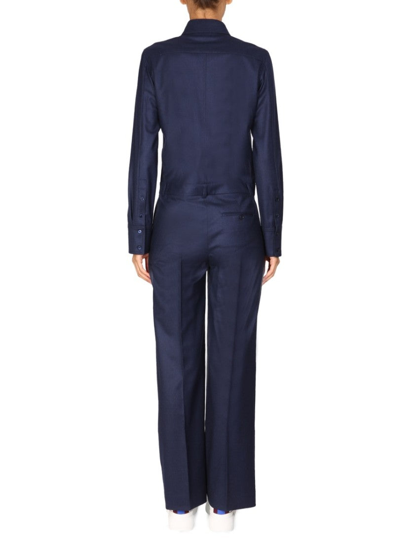 Tailored Blue Wool Jumpsuit