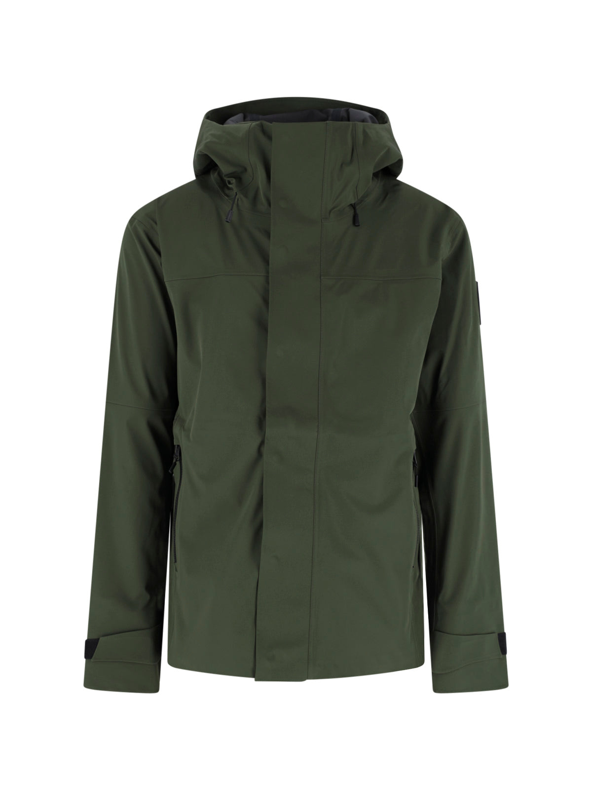 Olive Green Minimalist Jacket with Adjustable Cuffs