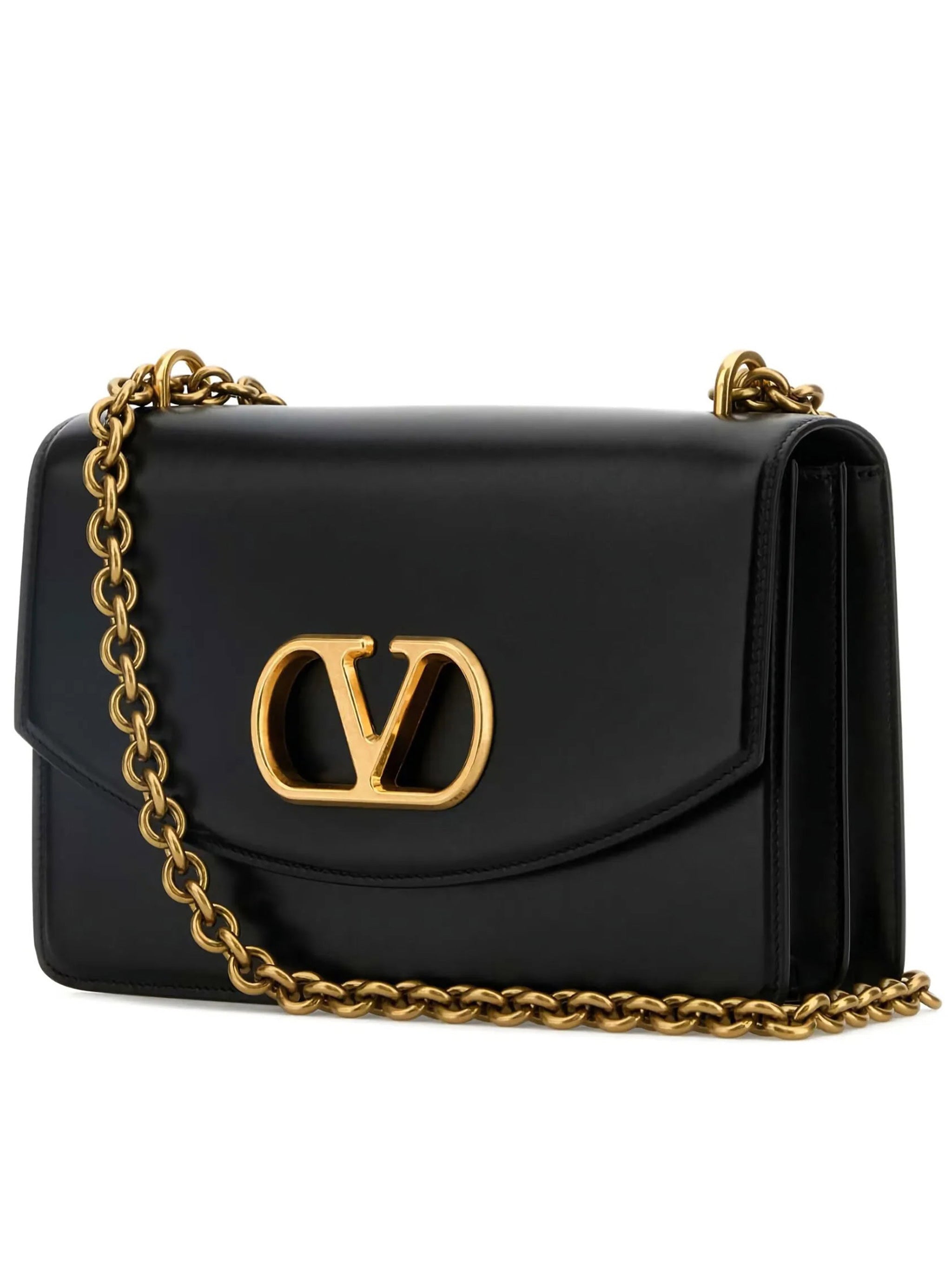 Vain Rectangular Leather Gold Logo Bag